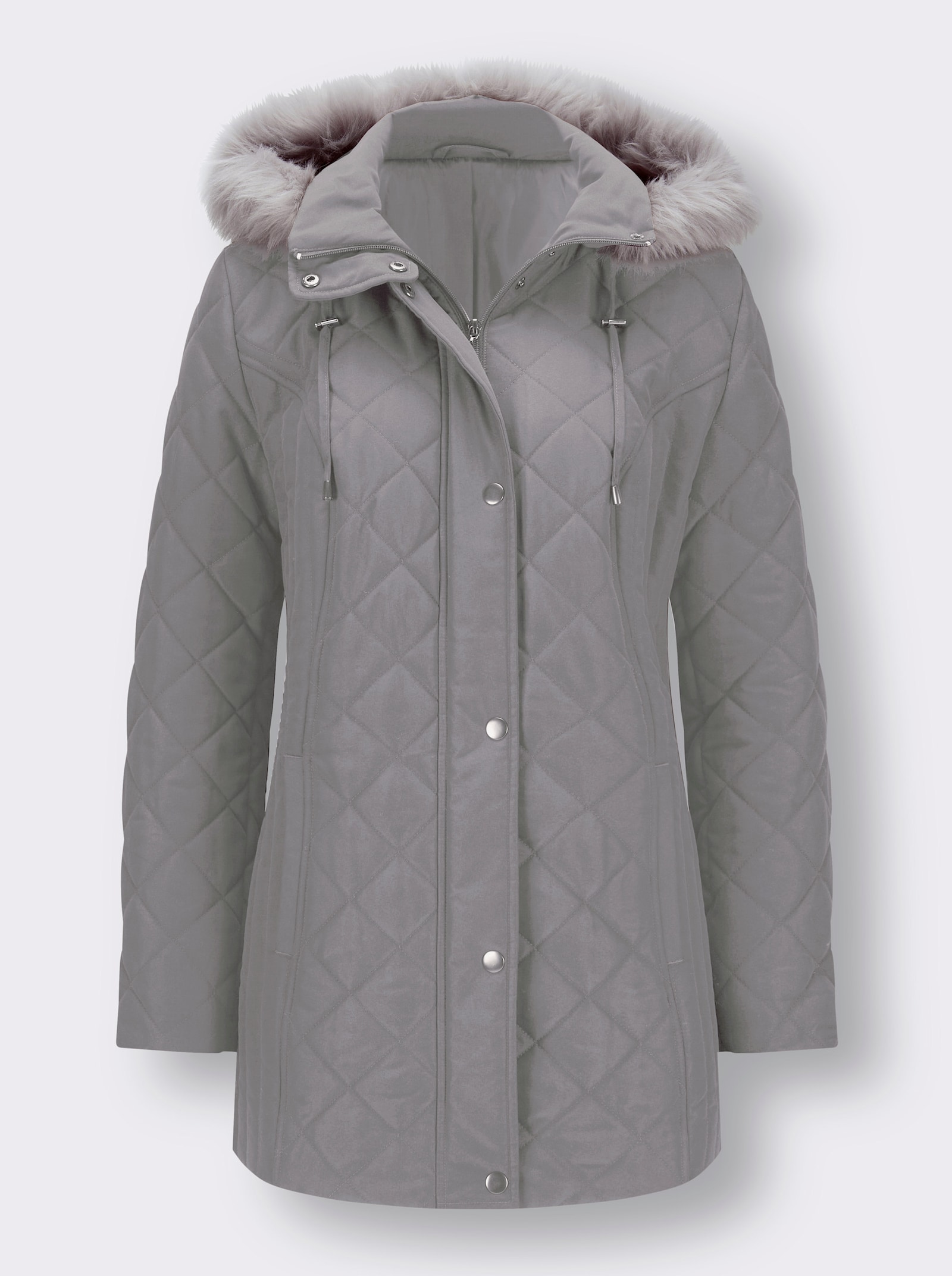 Prešívaná bunda s odopínateľnou kapucňou - sivá