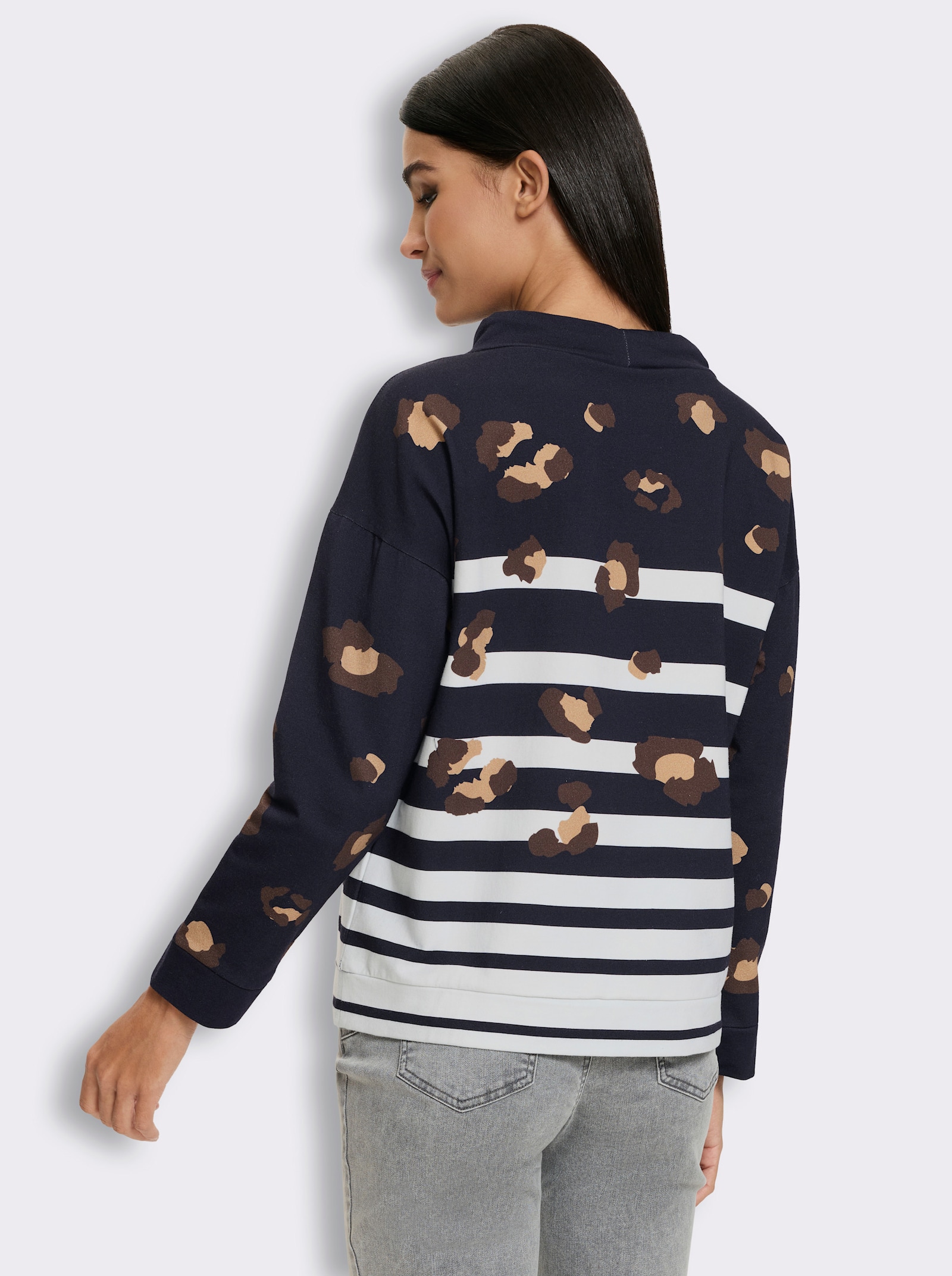 heine Sweatshirt mit Animal-Print - marine-ecru-bedruckt