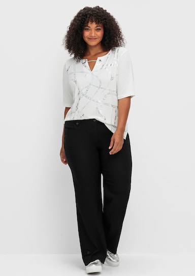 Hose in weiter Form, bügelfreie Koffer-Qualität - schwarz