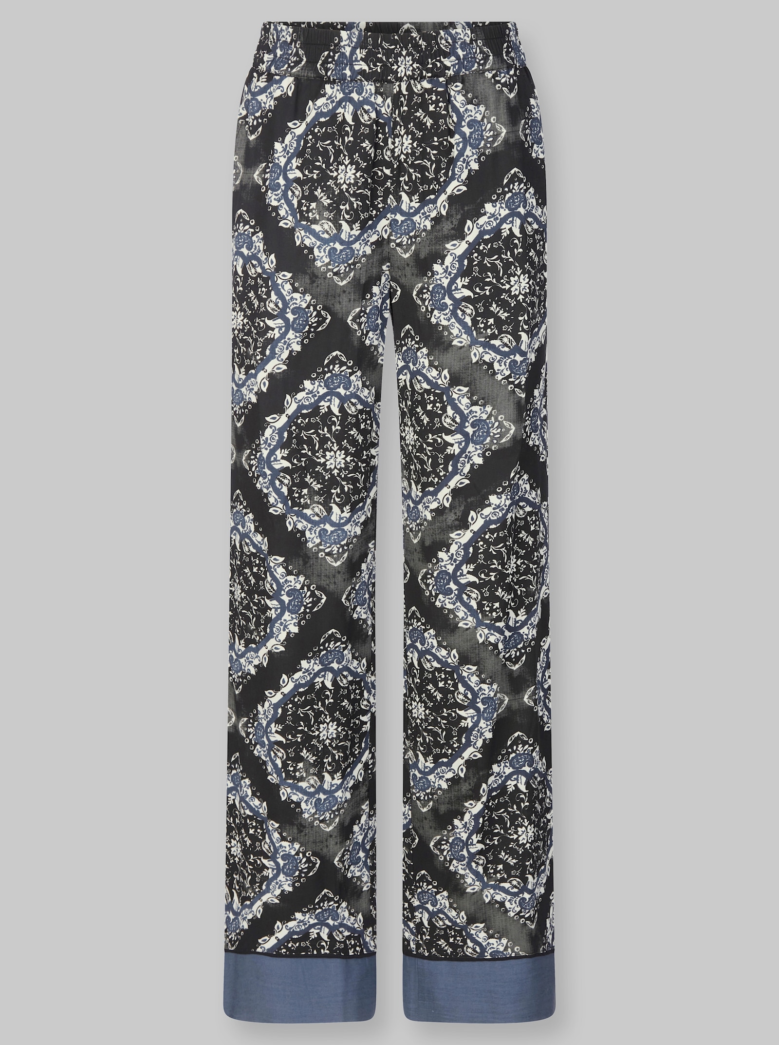 heine Druckhose mit weitem Bein - dunkelblau-champagner-bedruckt
