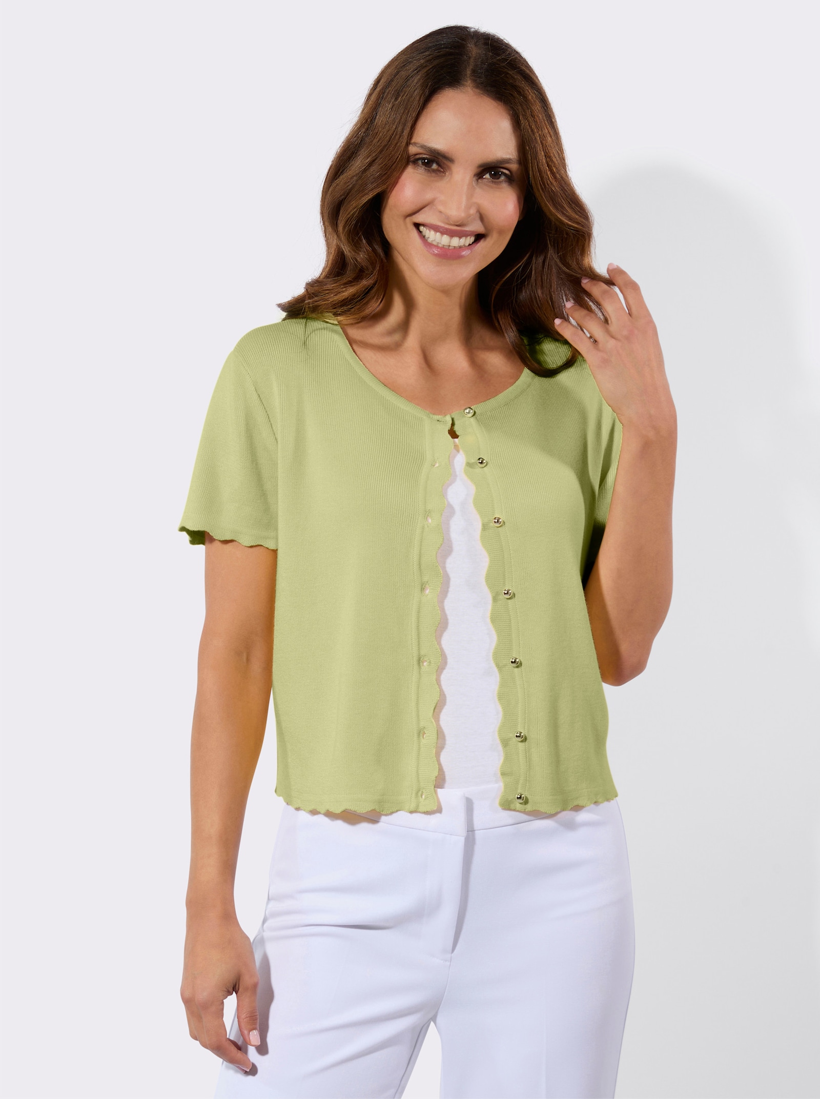 Bolero mit Wellenkante - pistazie