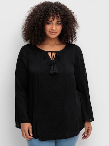 sheego by Joe Browns Tunika in Crinkle-Optik - schwarz
