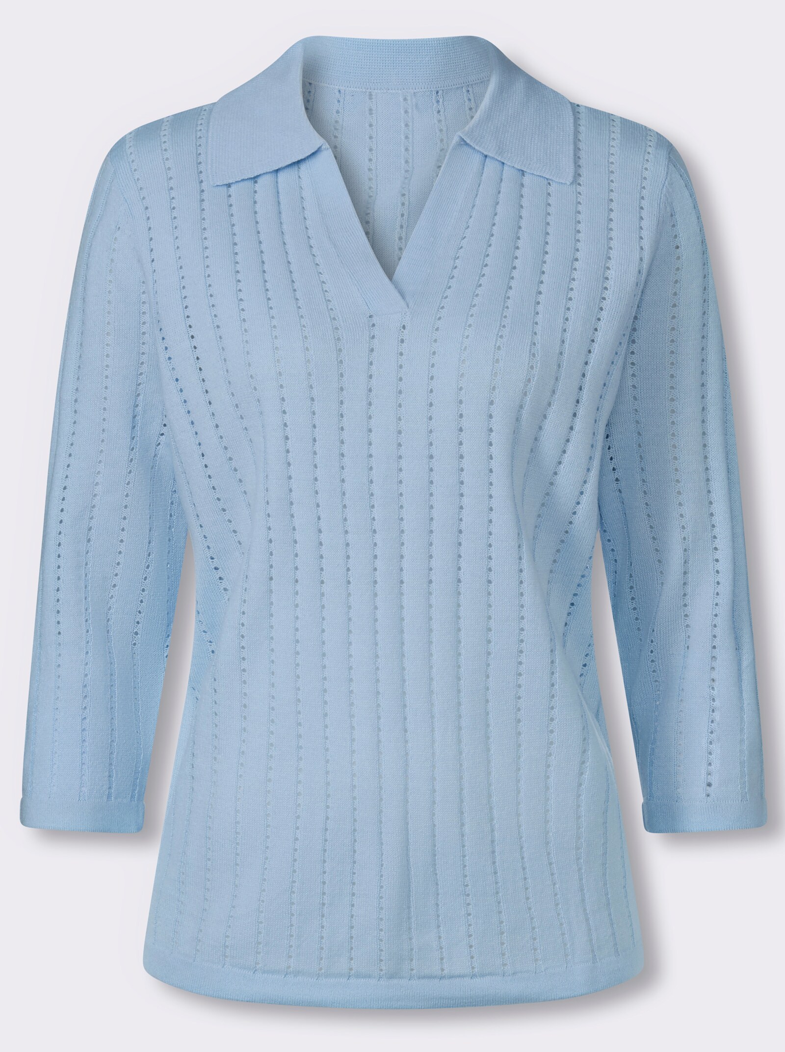 Polopullover mit 3/4-Ärmeln - eisblau