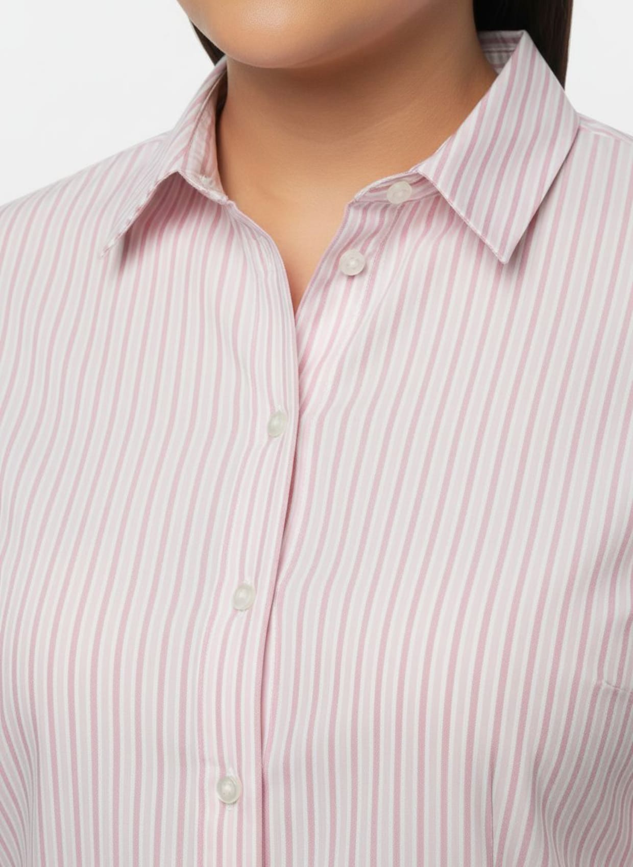 Gestreifte Bluse mit längenregulierbaren Ärmeln - rosé-ecru-gestreift