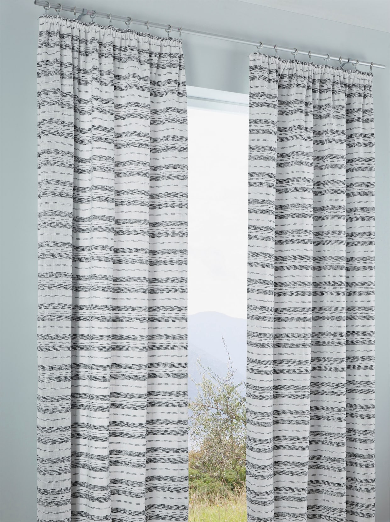 heine home Decoratieve vitrage - wit/zwart