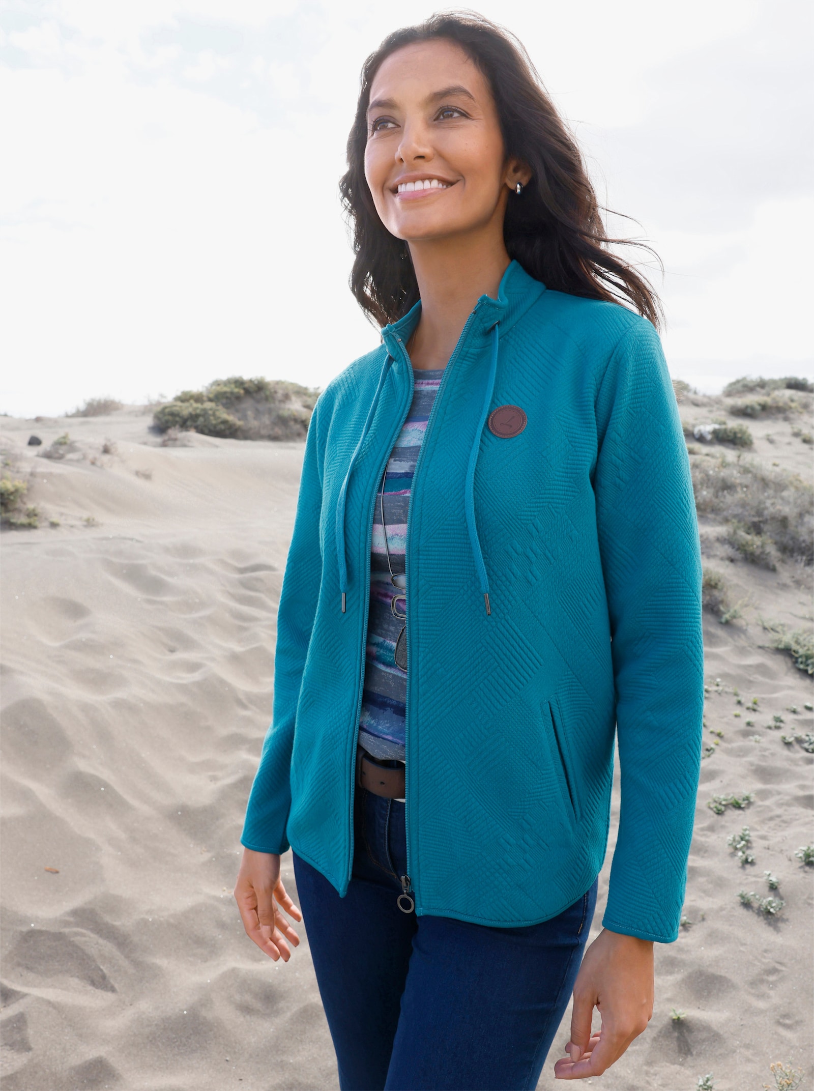 Shirtjacke im Jacquard-Mustermix - aquapetrol