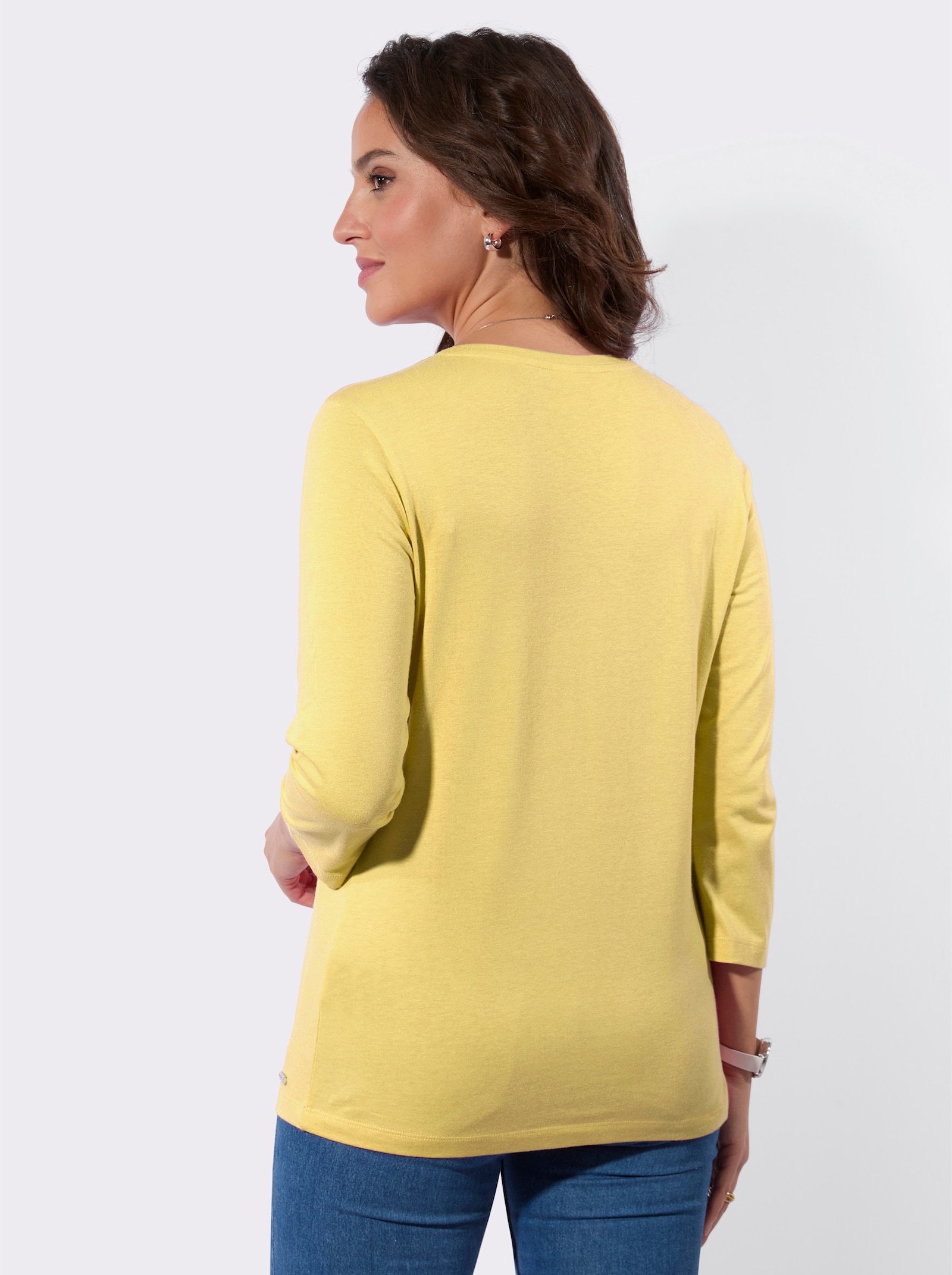 3/4-Arm-Shirt in 2-in-1-Optik - zitrone