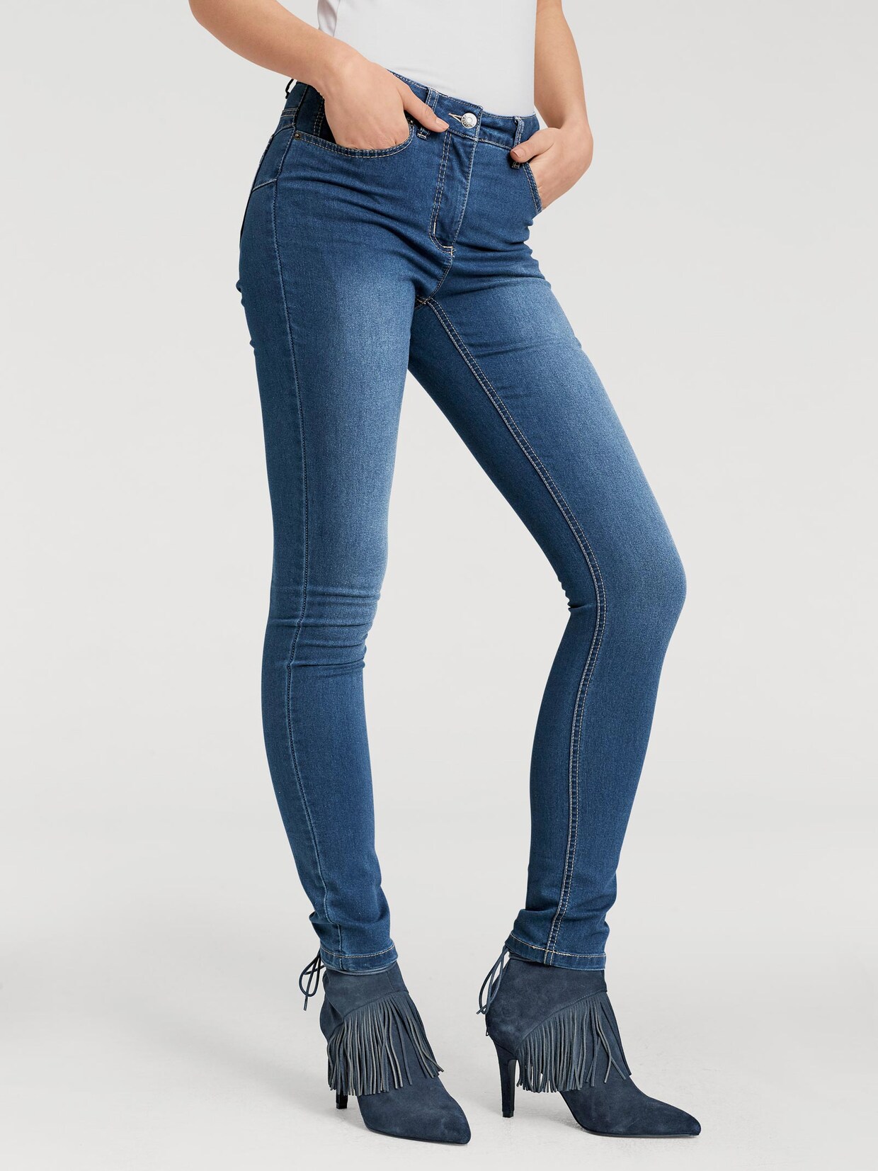 Linea Tesini jeans effet ventre plat - bleu délavé