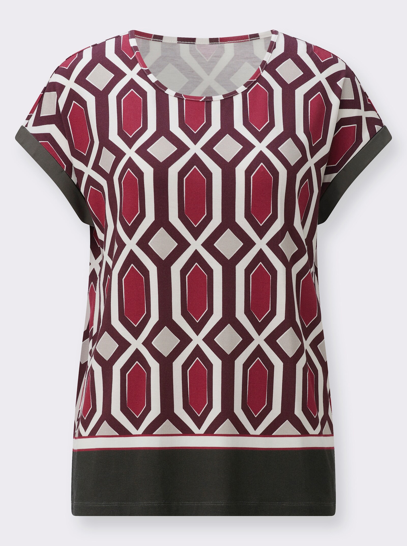 Kurzarmshirt mit Grafik-Dessin - malve-graphit-bedruckt