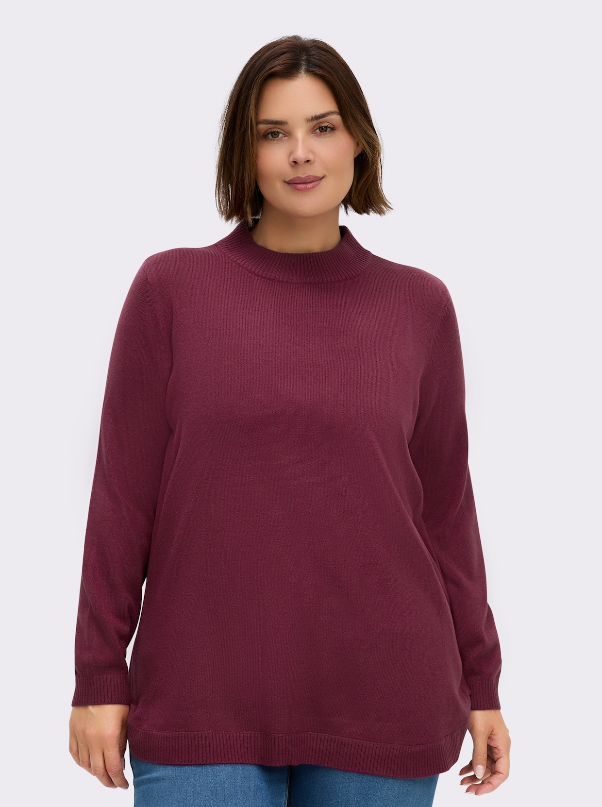 Pullover mit abgerundetem Saum - bordeaux