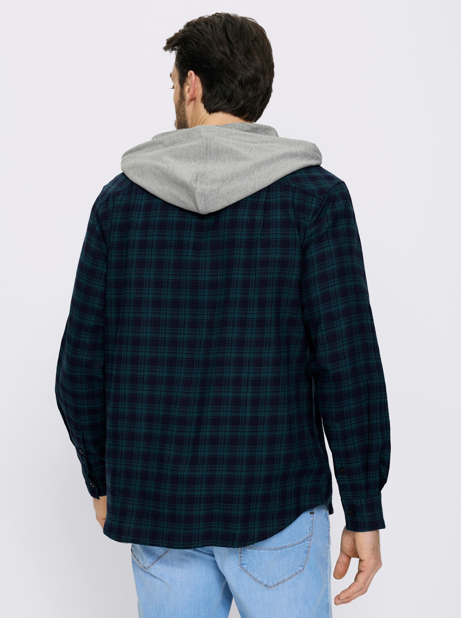 Catamaran Kapuzenhemd mit garngefärbtem Karo-Dessin - marine-petrol-kariert