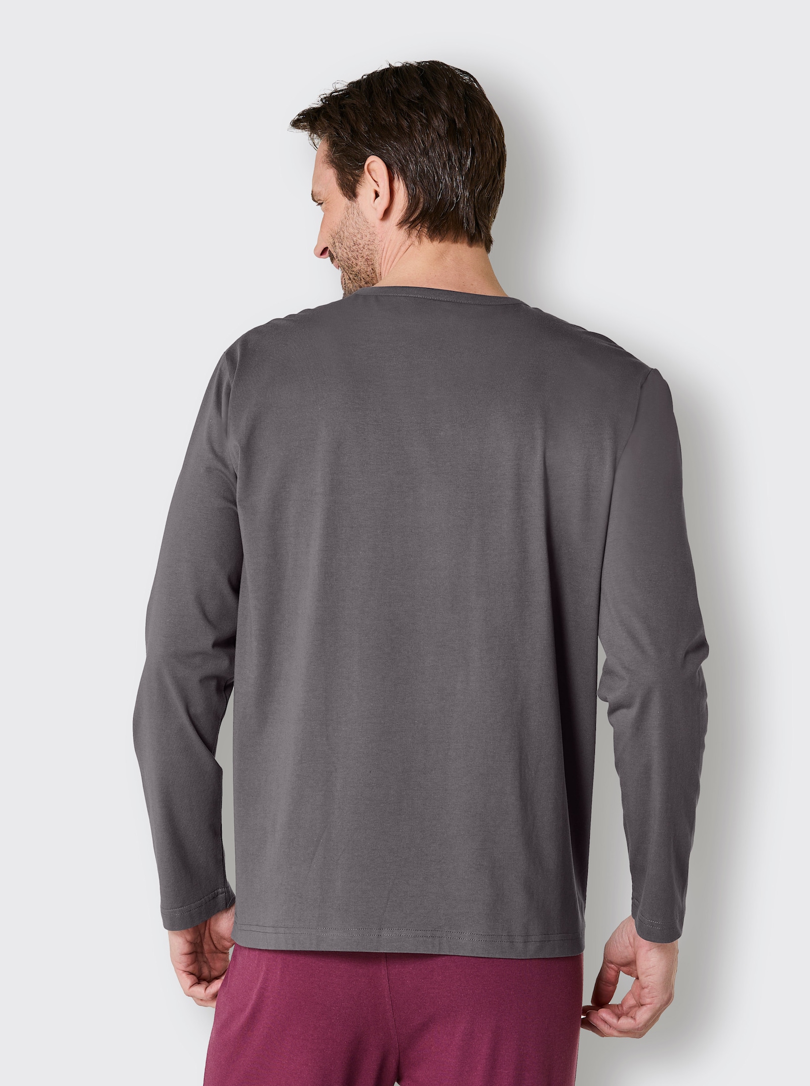 wäschepur men Schlafanzug-Shirts - burgund + anthrazit