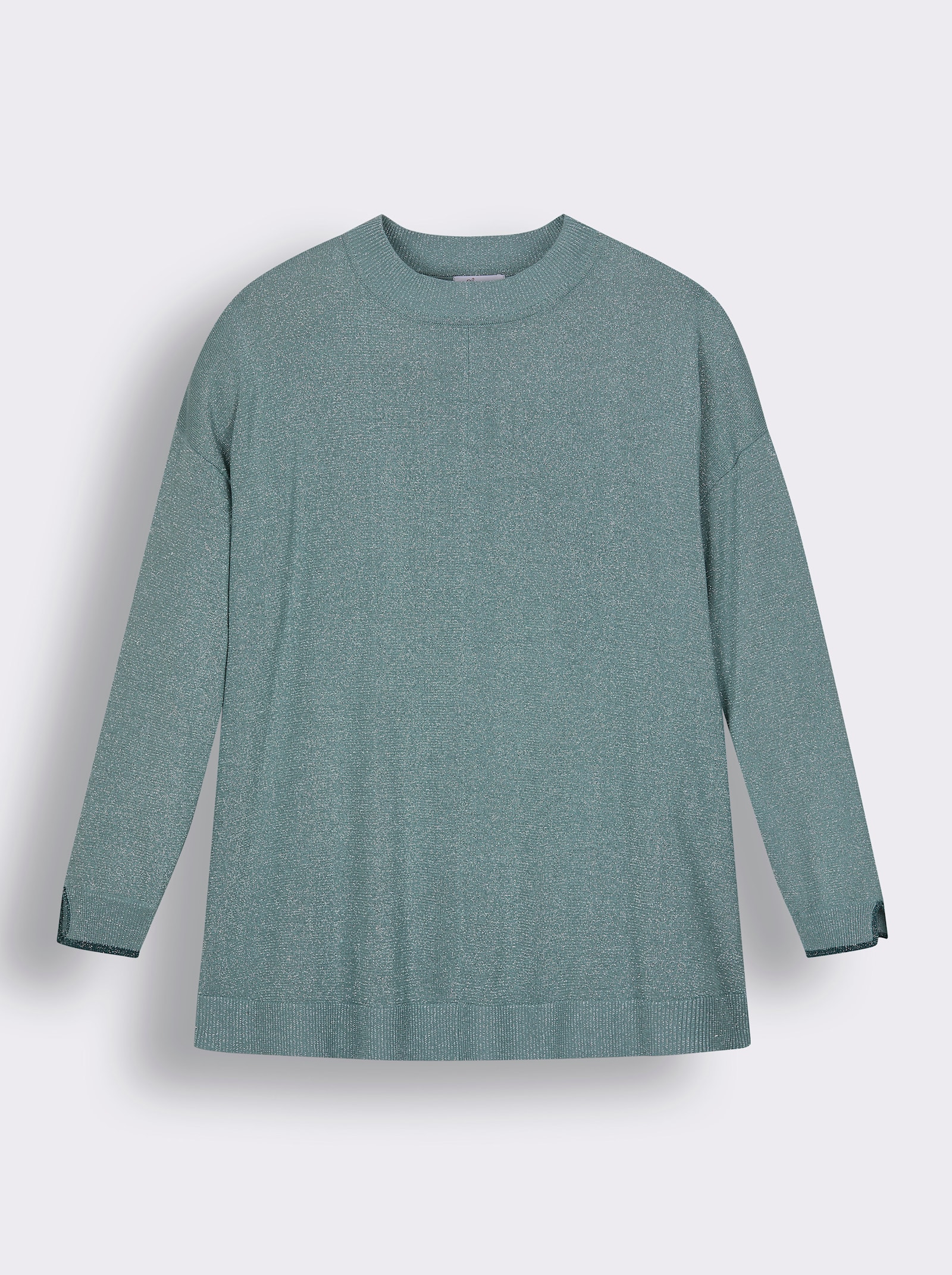 sheego Lurex-Pullover in weiter A-Linie - petrol