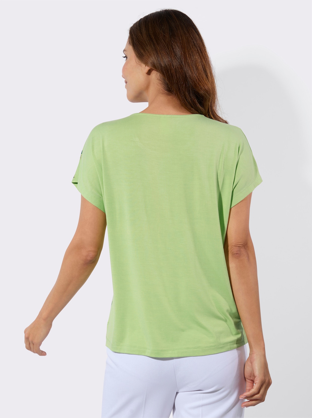 Kurzarmshirt - pistazie-zitrone-bedruckt