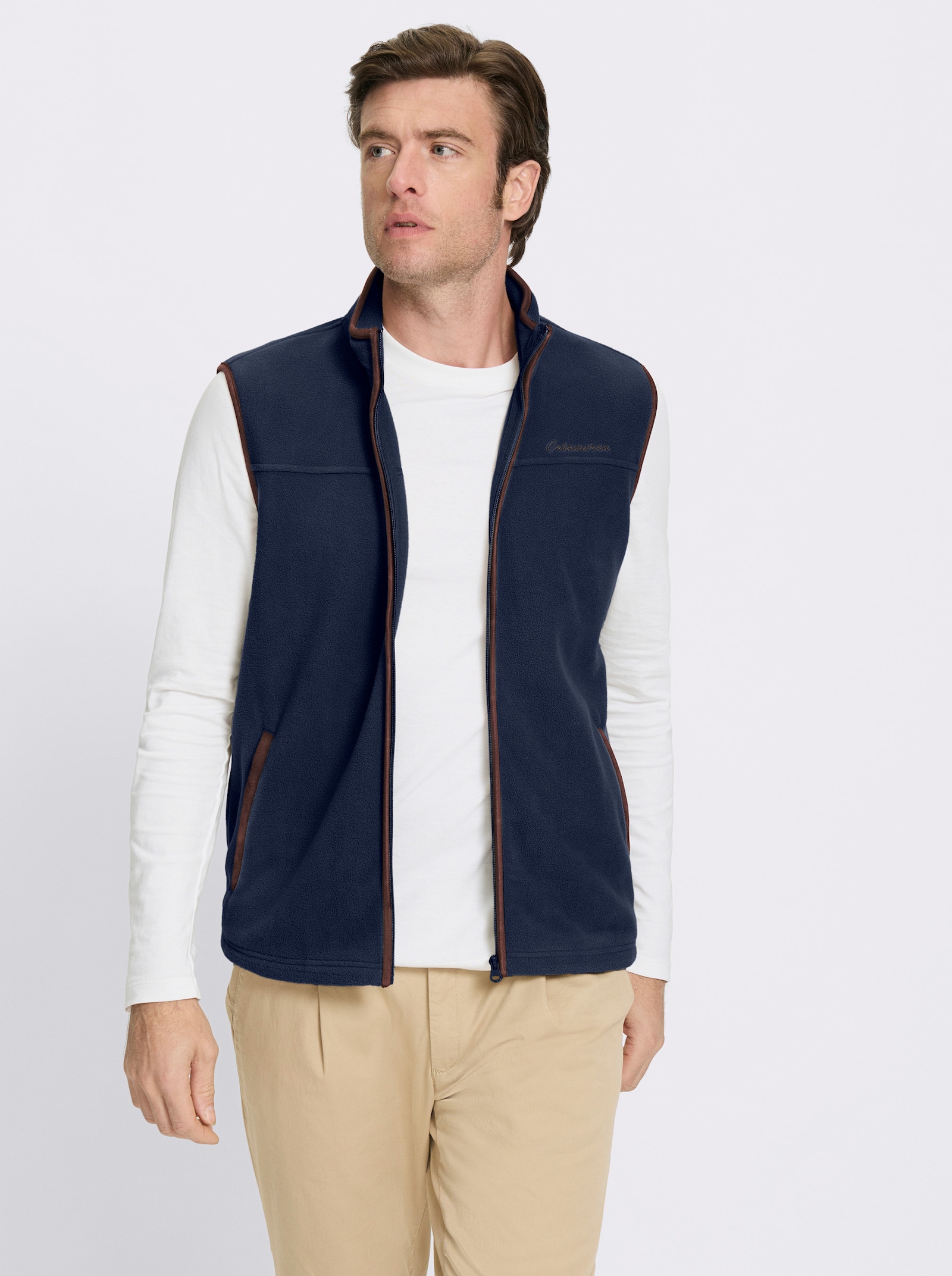 Catamaran Fleecejacke mit Stickerei - marine-schoko