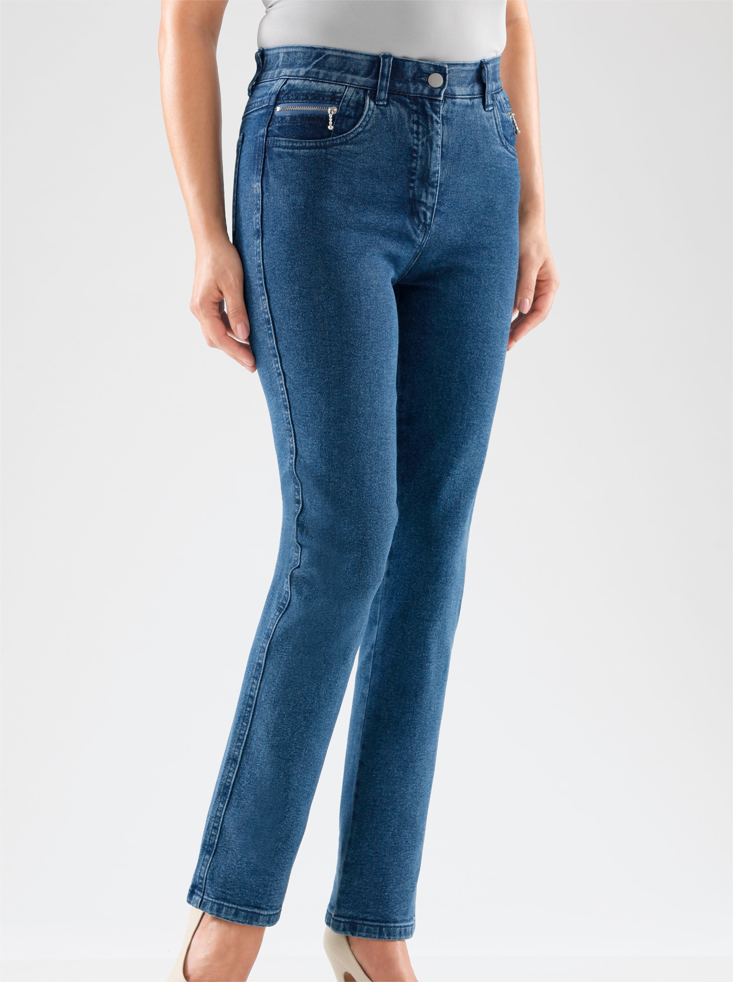 Witt Damen 5-Pocket-Jeans, blue-stone-washed