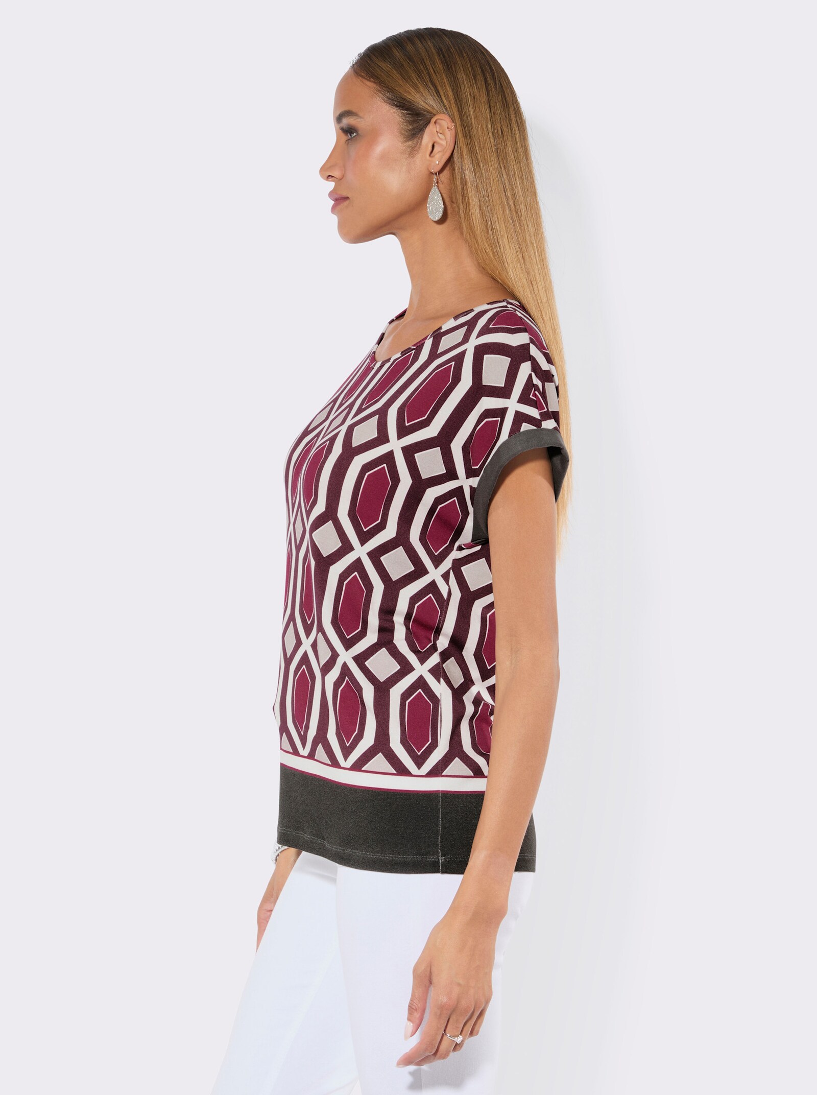 Kurzarmshirt mit Grafik-Dessin - malve-graphit-bedruckt