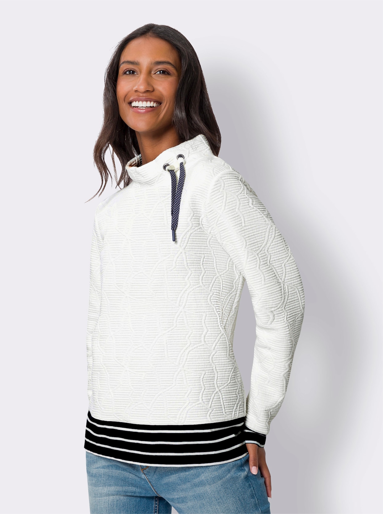 heine Sweatshirt - ecru/marine