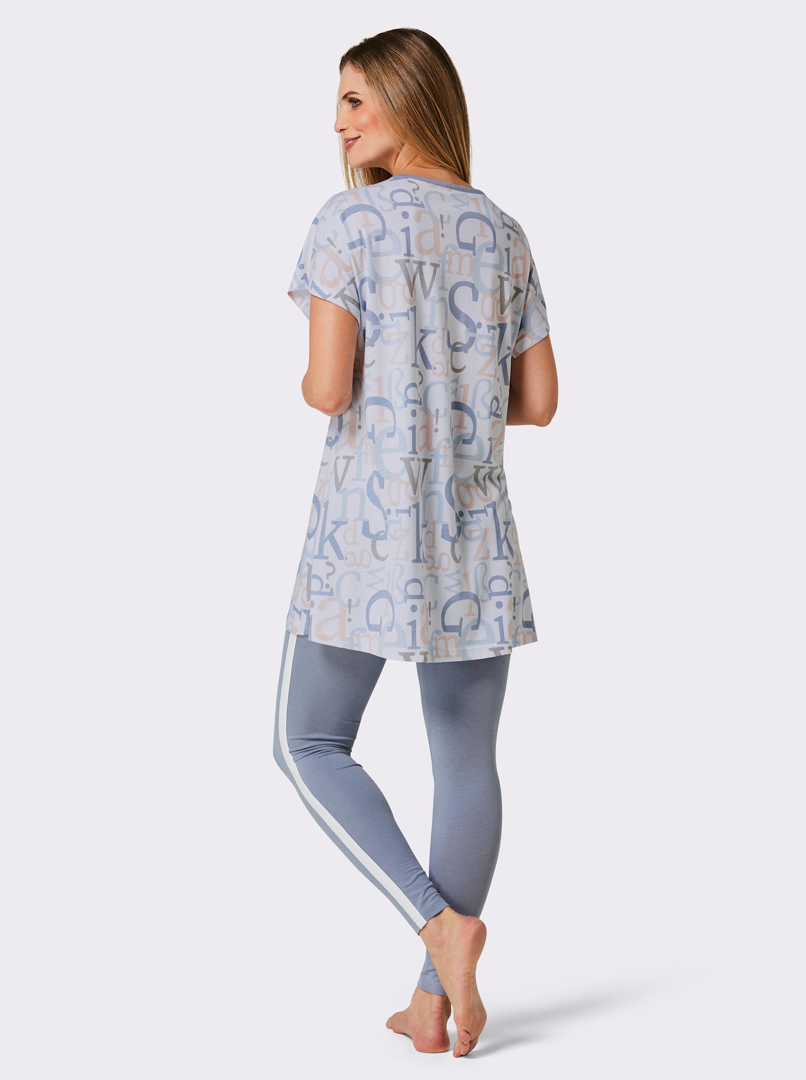 wäschepur Pyjama - wit/duivenblauw bedrukt