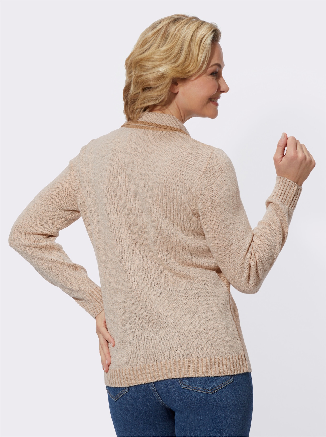 Bouclé-pullover - ivoor gemêleerd