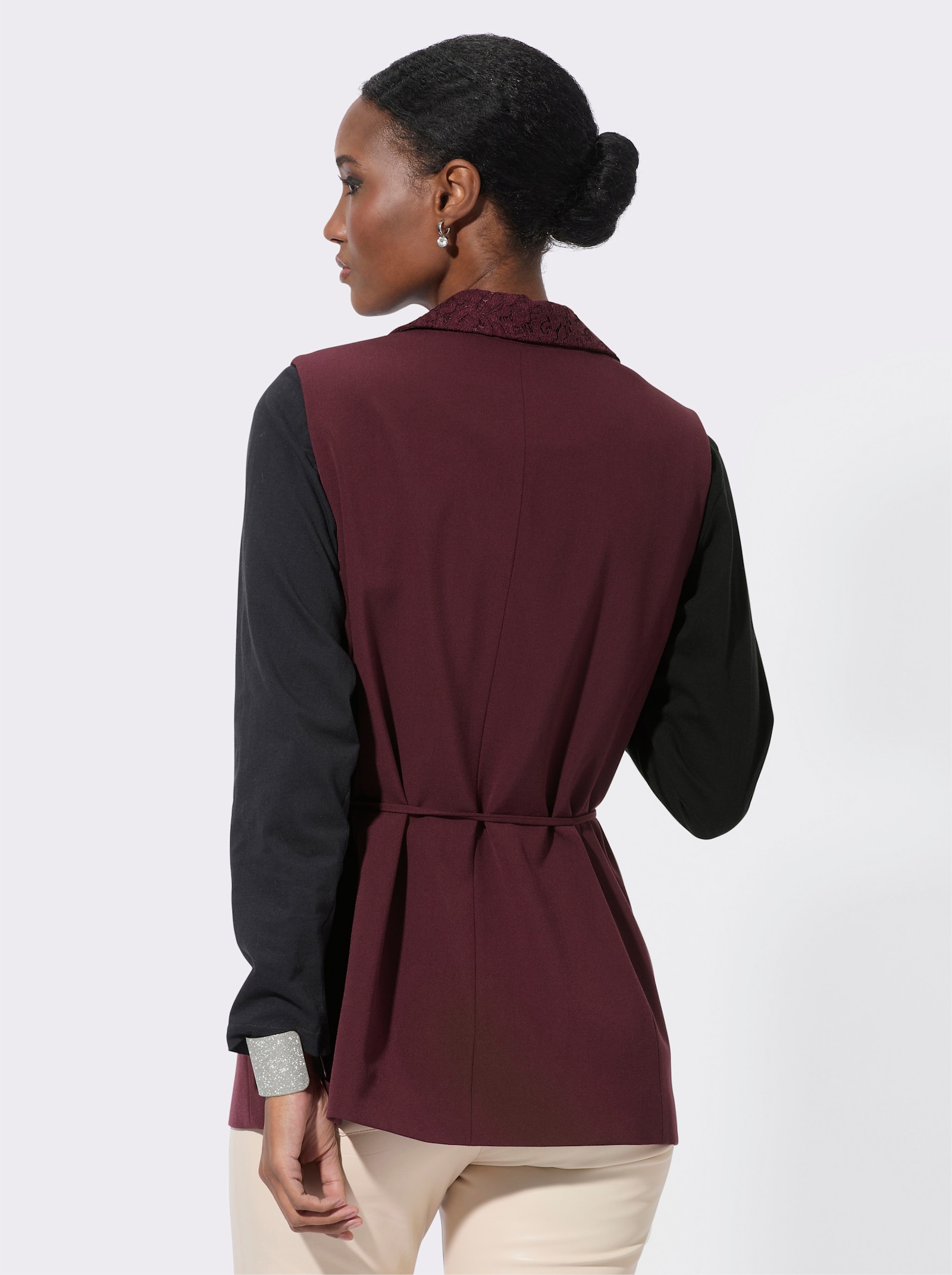 Gilet de costume avec col en dentelle - lie-de-vin