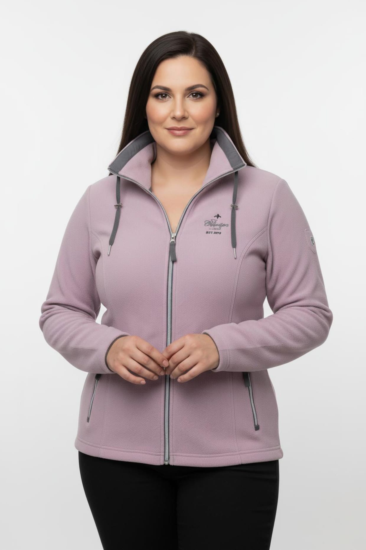 Fleecejacke mit schrägen Reißverschluss-Taschen - rosé