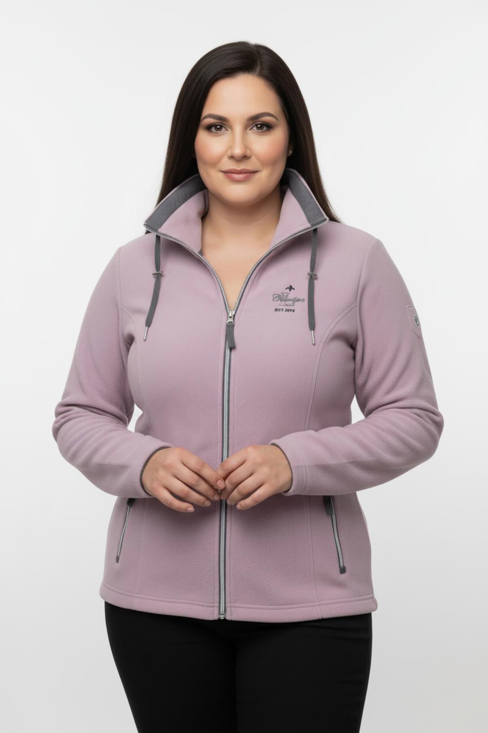 Fleecejacke mit schrägen Reißverschluss-Taschen - rosé