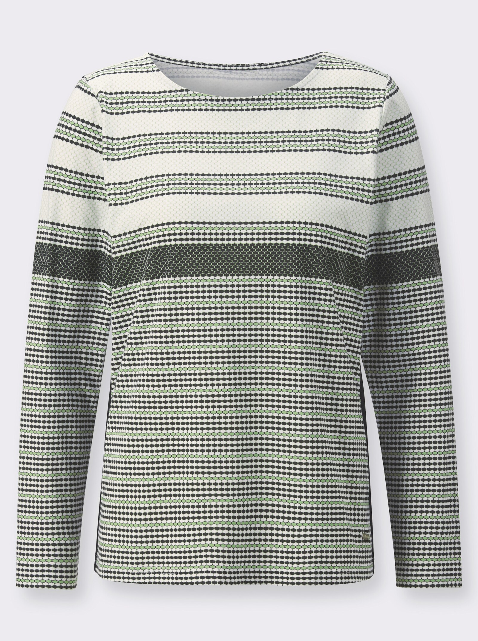 Streifenshirt mit Rundhals-Ausschnitt - reseda-weiß-geringelt