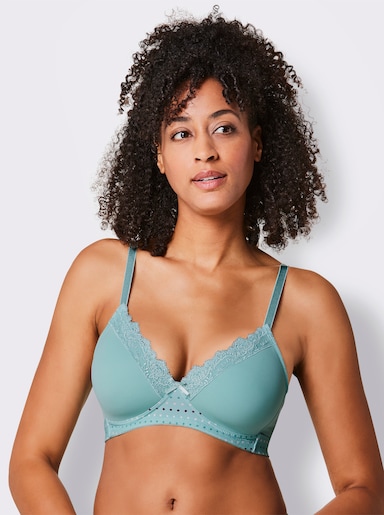 wäschepur Schalen-BH ohne Bügel mit floraler Spitze - mint-bedruckt