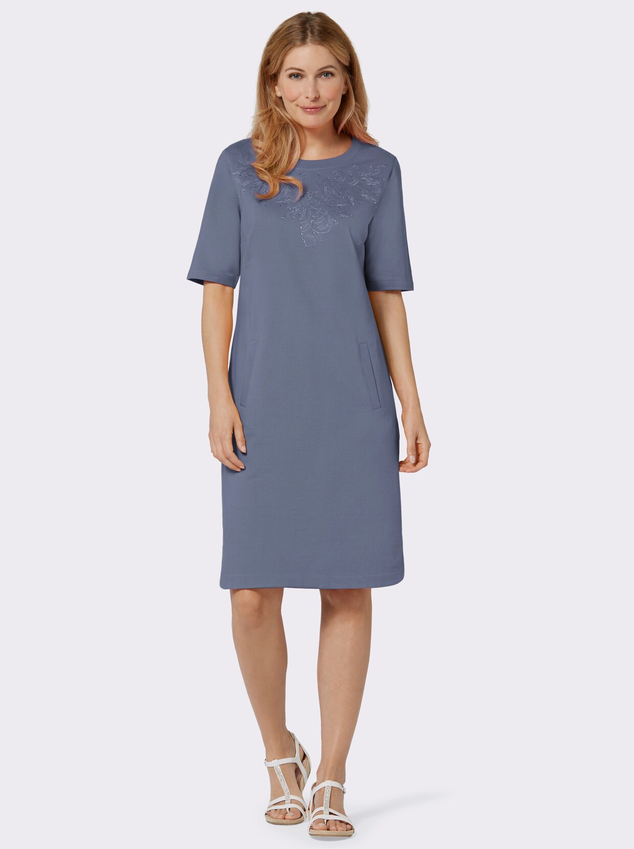 Shirtkleid - taubenblau