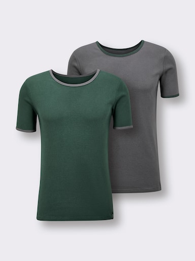 wäschepur men Shirt - anthrazit + moos