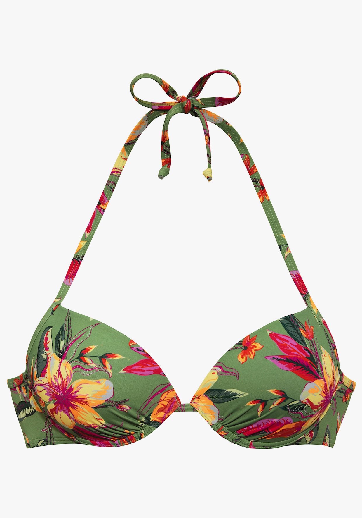 LASCANA Push-upbikinitop - salie/pink bedrukt