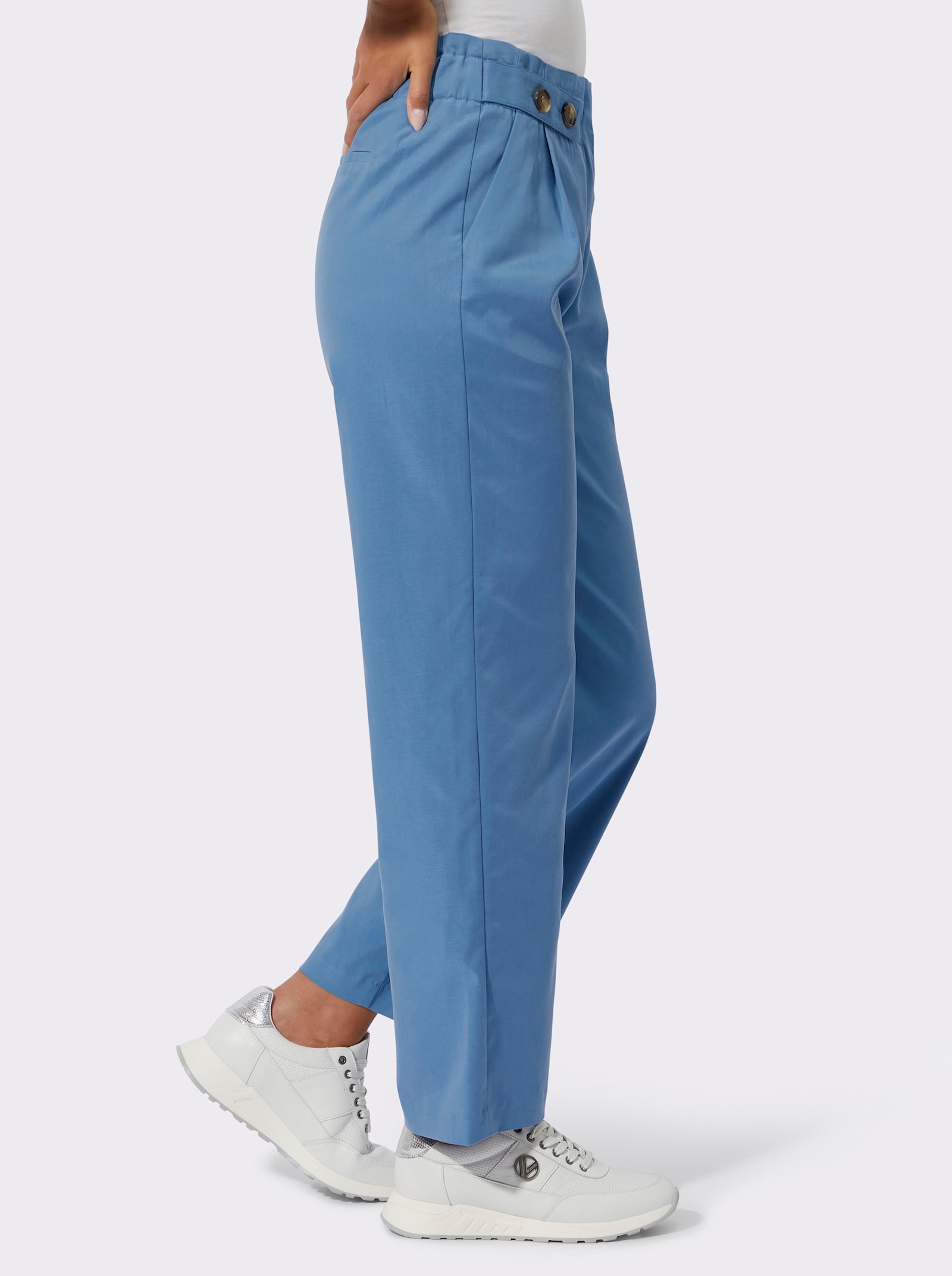 Paperbag-Hose in luftiger Lyocell-Qualität - mittelblau