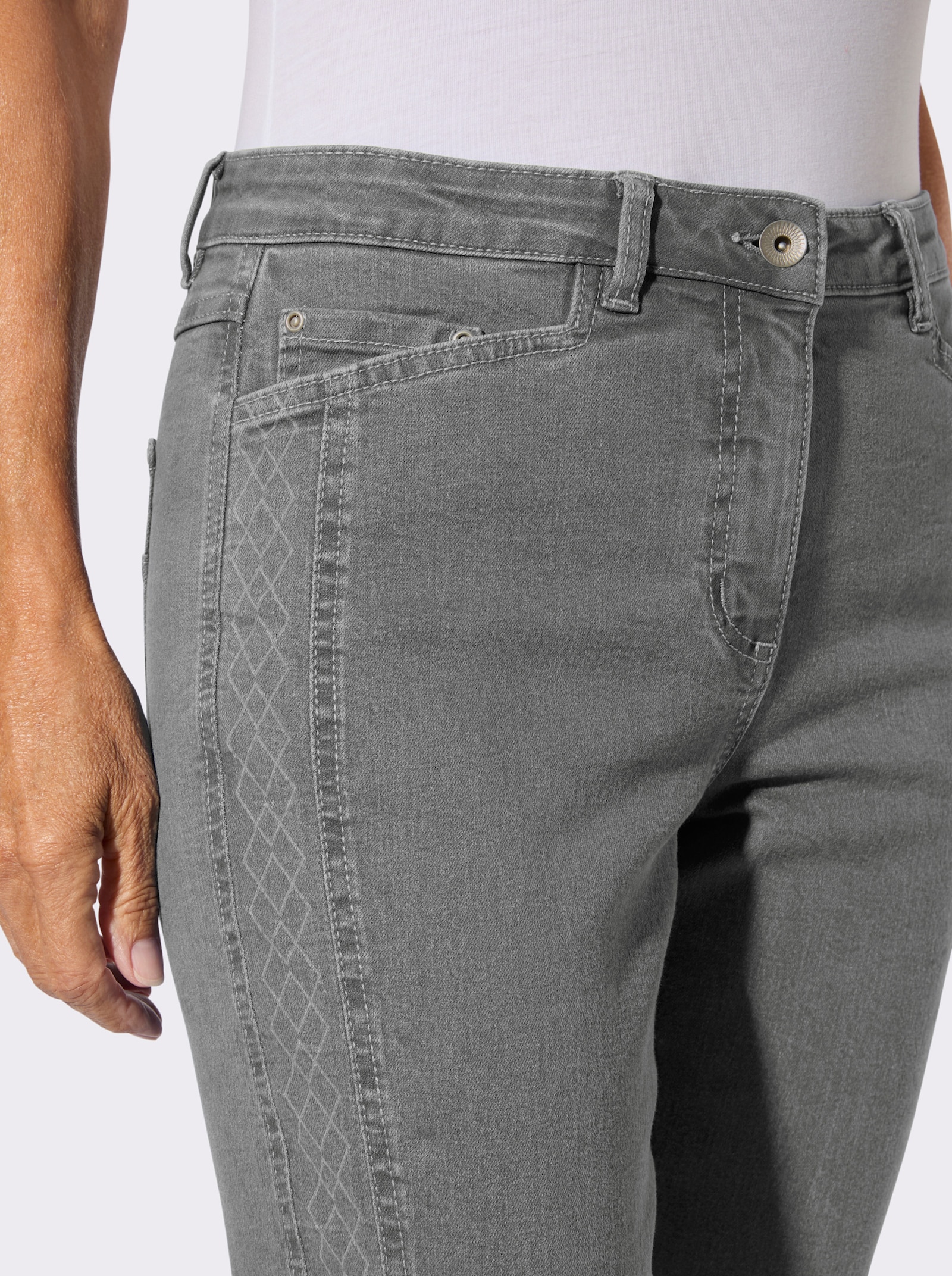 Jeans mit seitlichem Laser-Druckmuster - light grey-denim