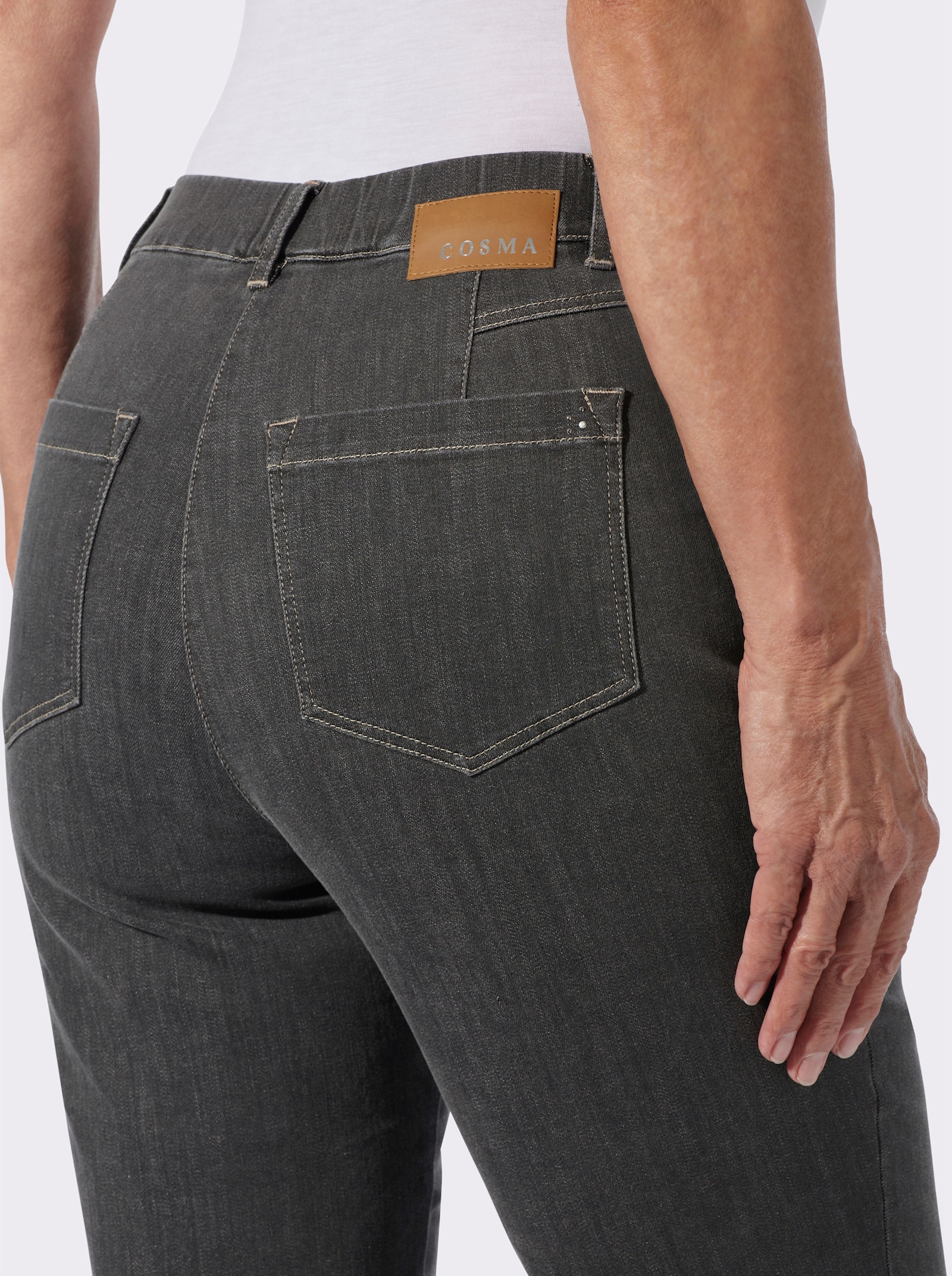 Jeans mit Rundum-Dehnbund - grey-denim