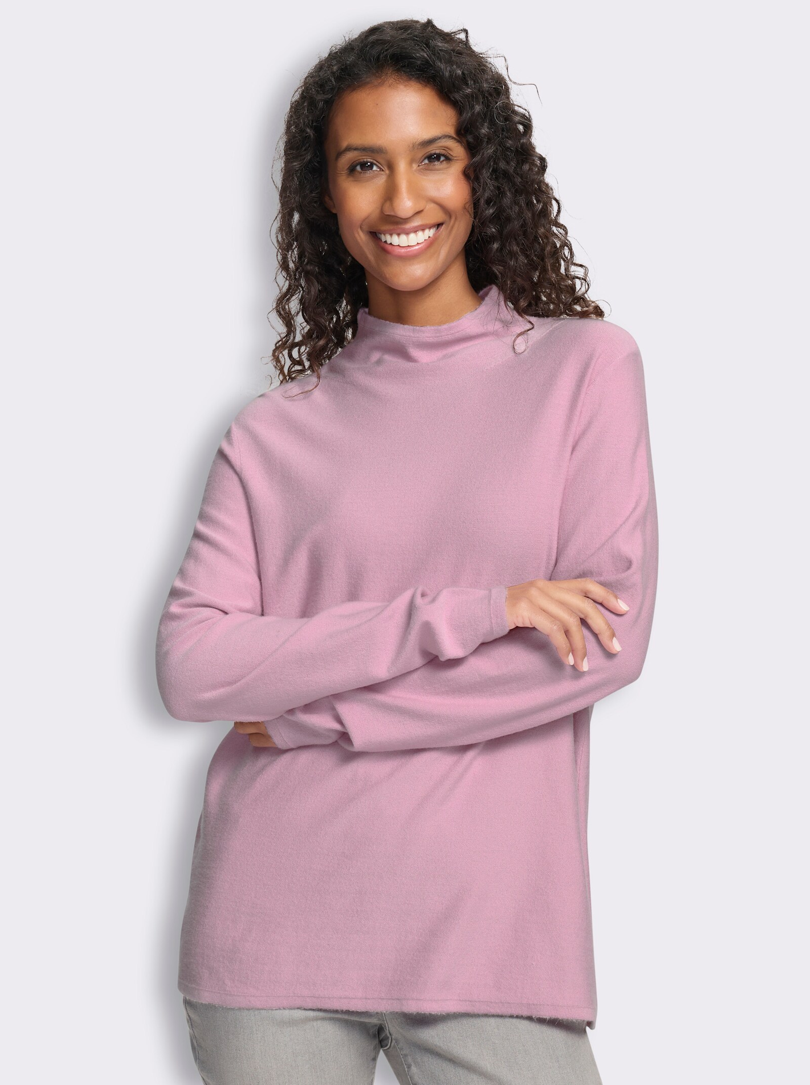 heine Stehkragenpullover mit Langarm - rosé