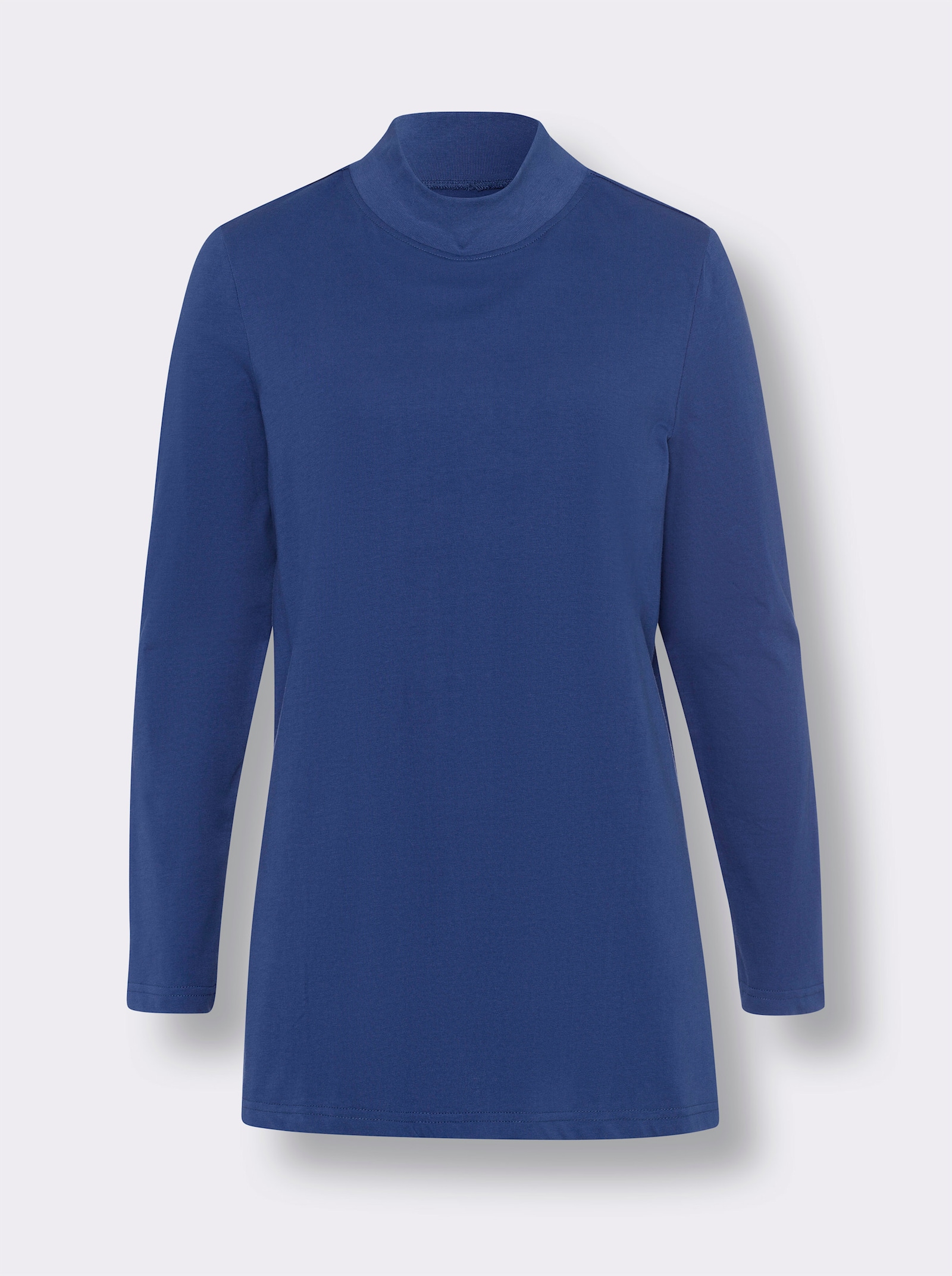 Longshirt mit hohen Seitenschlitzen - royalblau