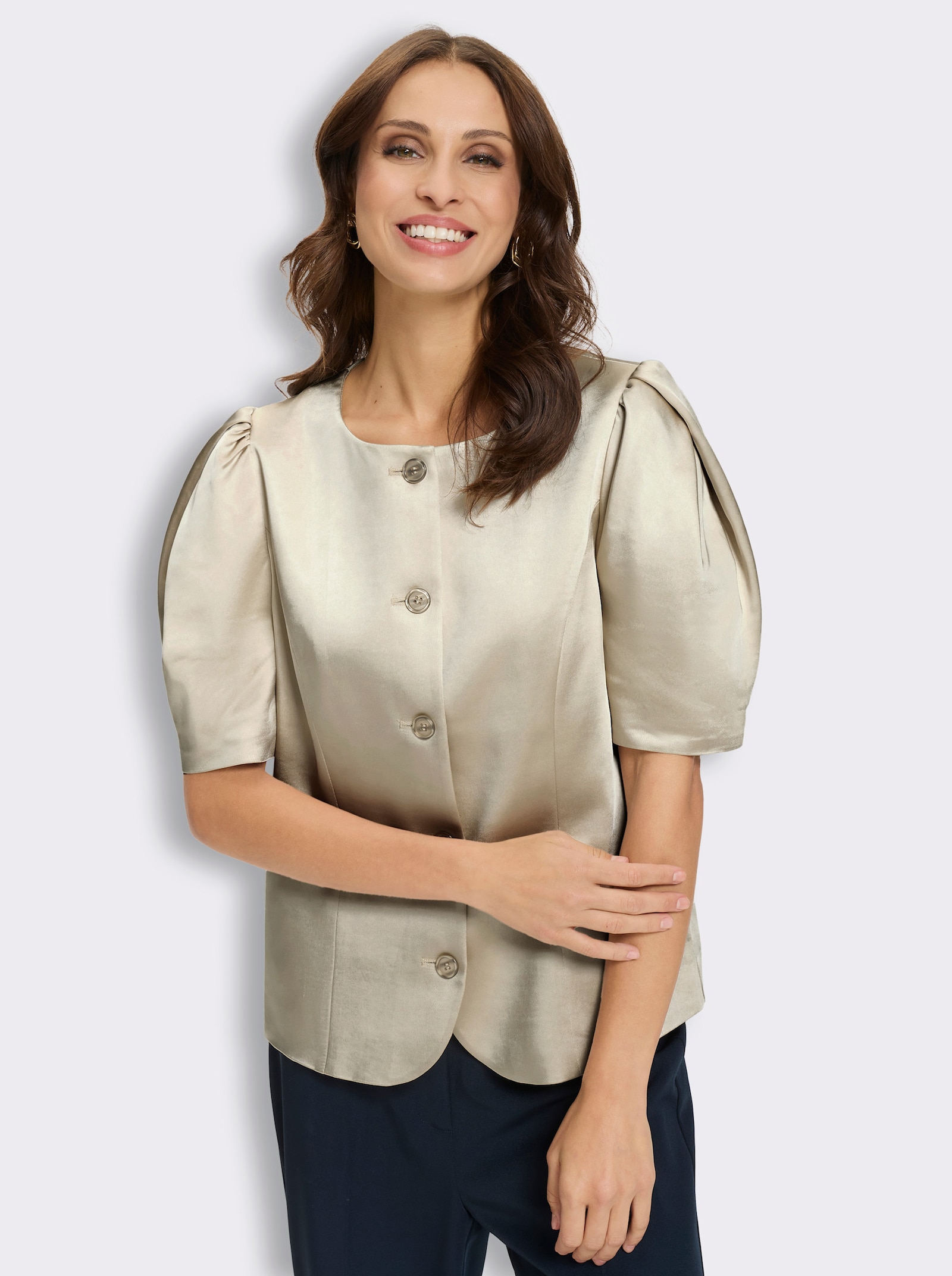 Kurzblazer in Satin-Qualität - sand