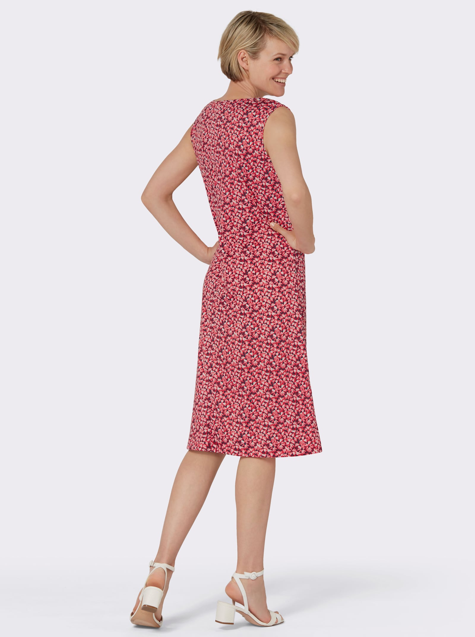 Žerzejové šaty v balení po 2 kusech - humrová-potisk + námořnická modrá