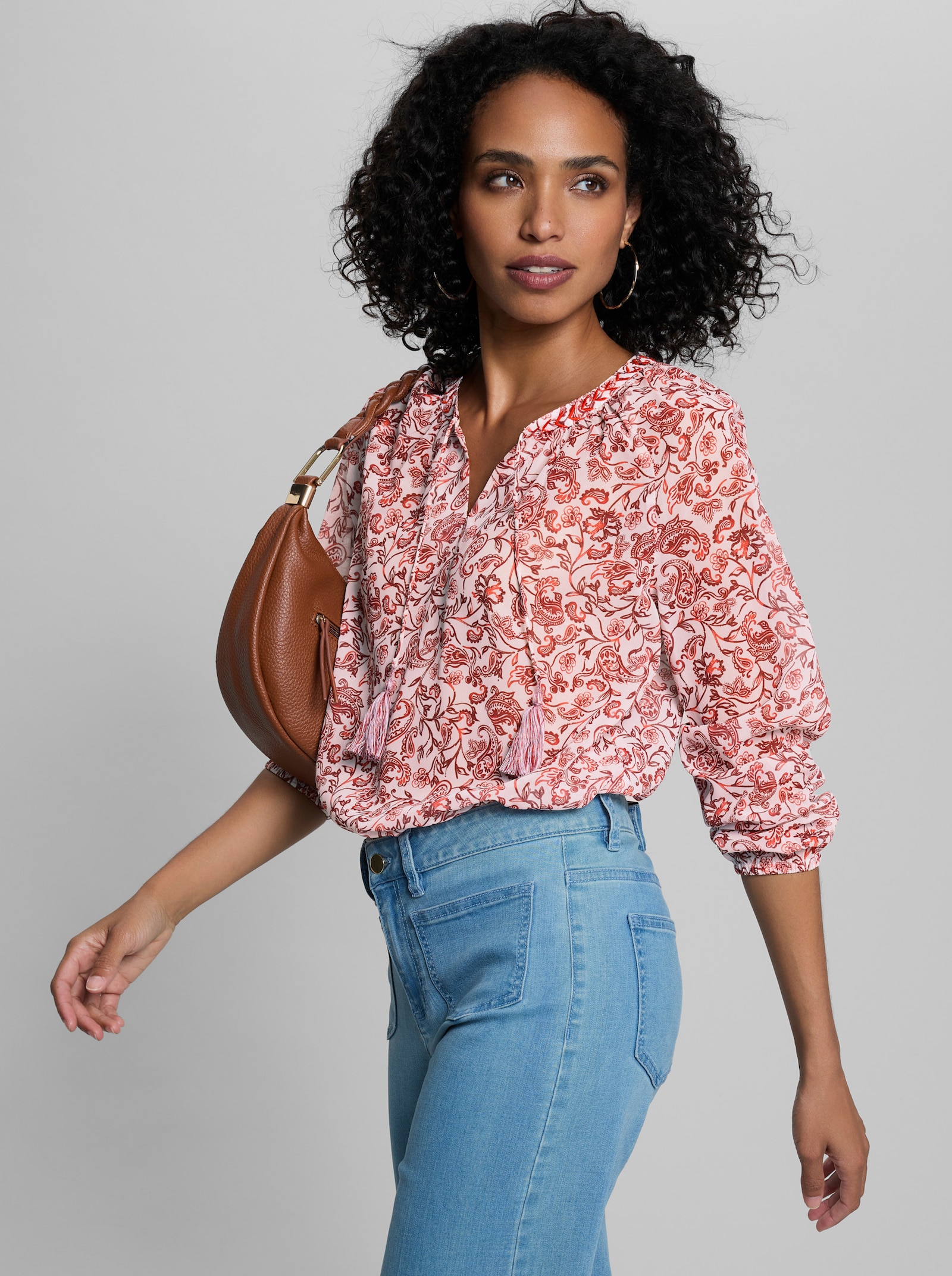 heine Georgettebluse mit Paisley-Muster - ecru-rotbraun-bedruckt