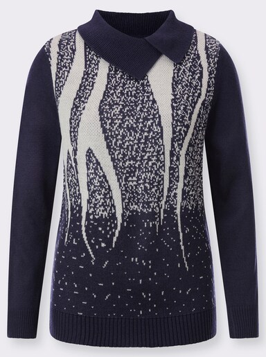 Pullover met lange mouwen - marine/lichtgrijs gedessineerd