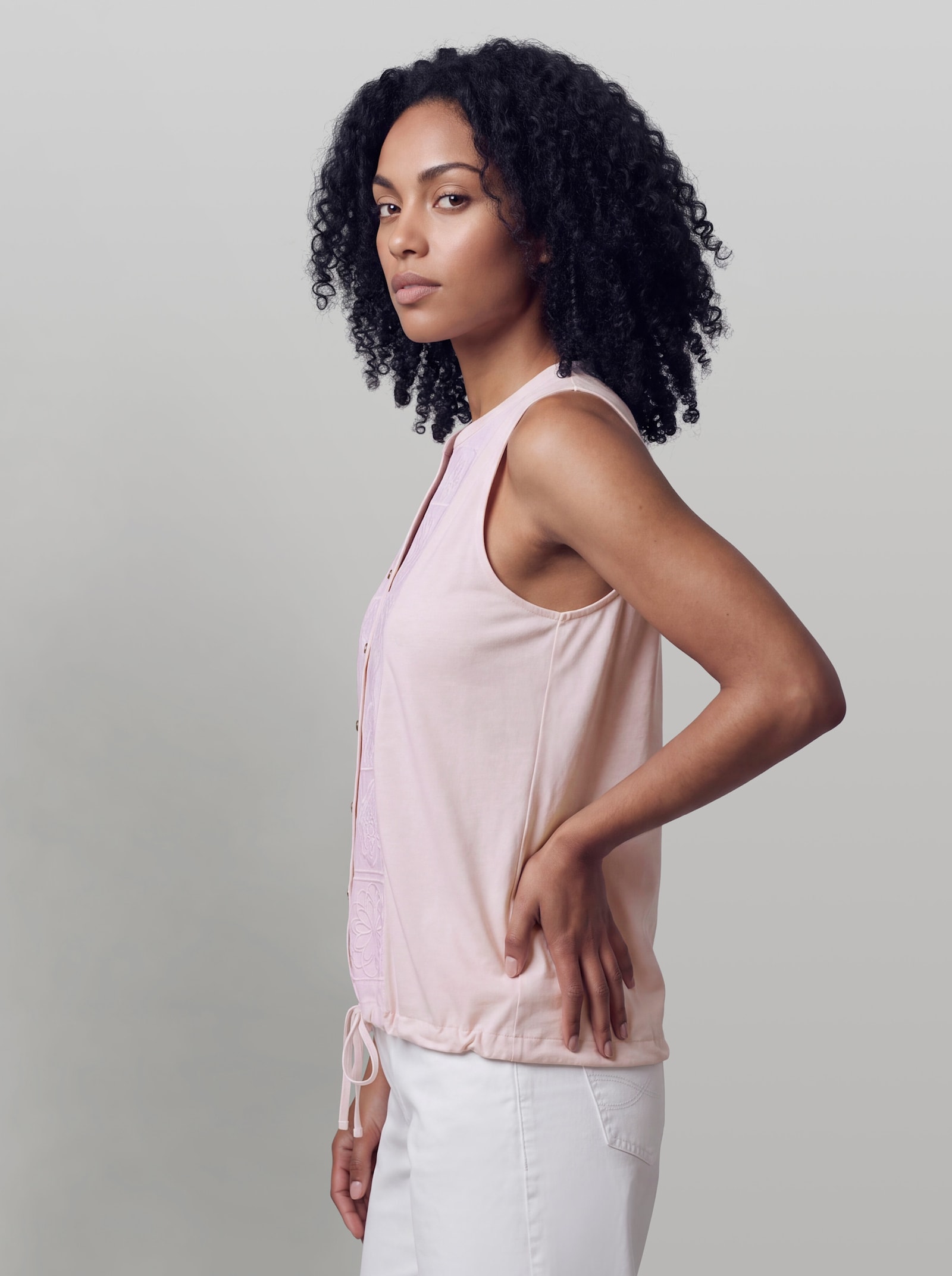 heine Blusenshirt mit Spitzeneinsatz - hellrosé