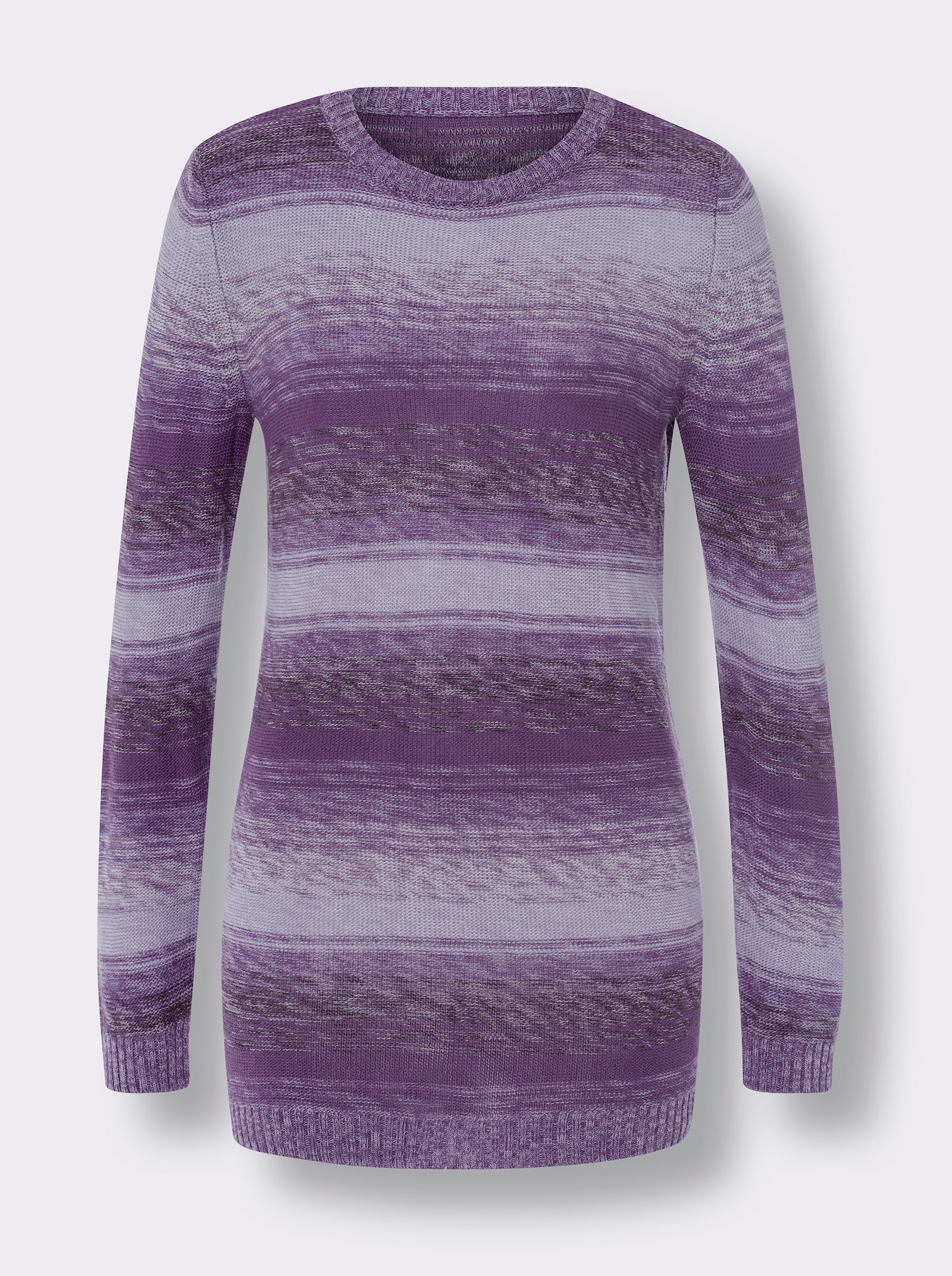 Longpullover aus Melange-Garn - lila-lavendel-gemustert