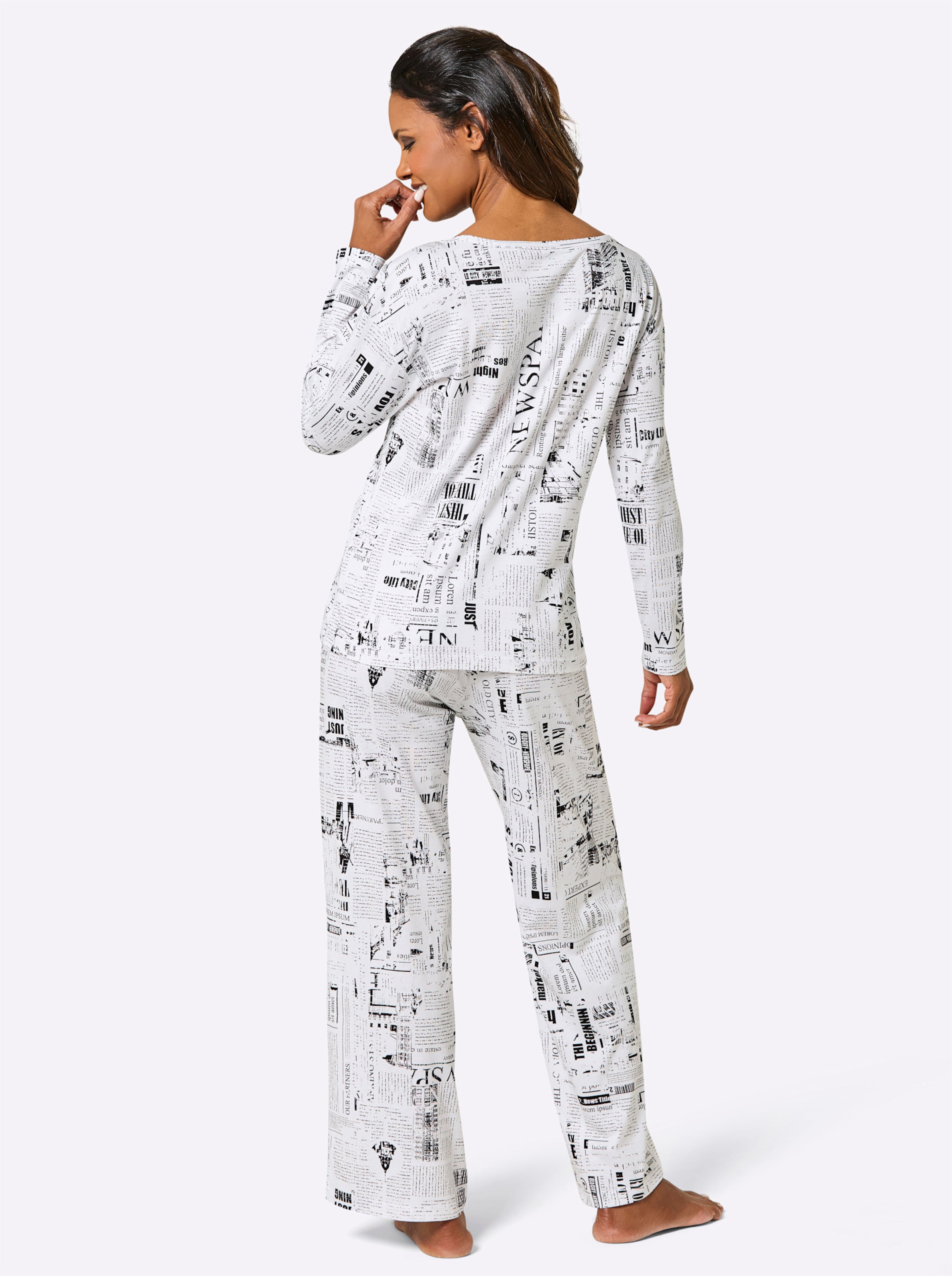 Pyjama wit/zwart geprint, foto 3