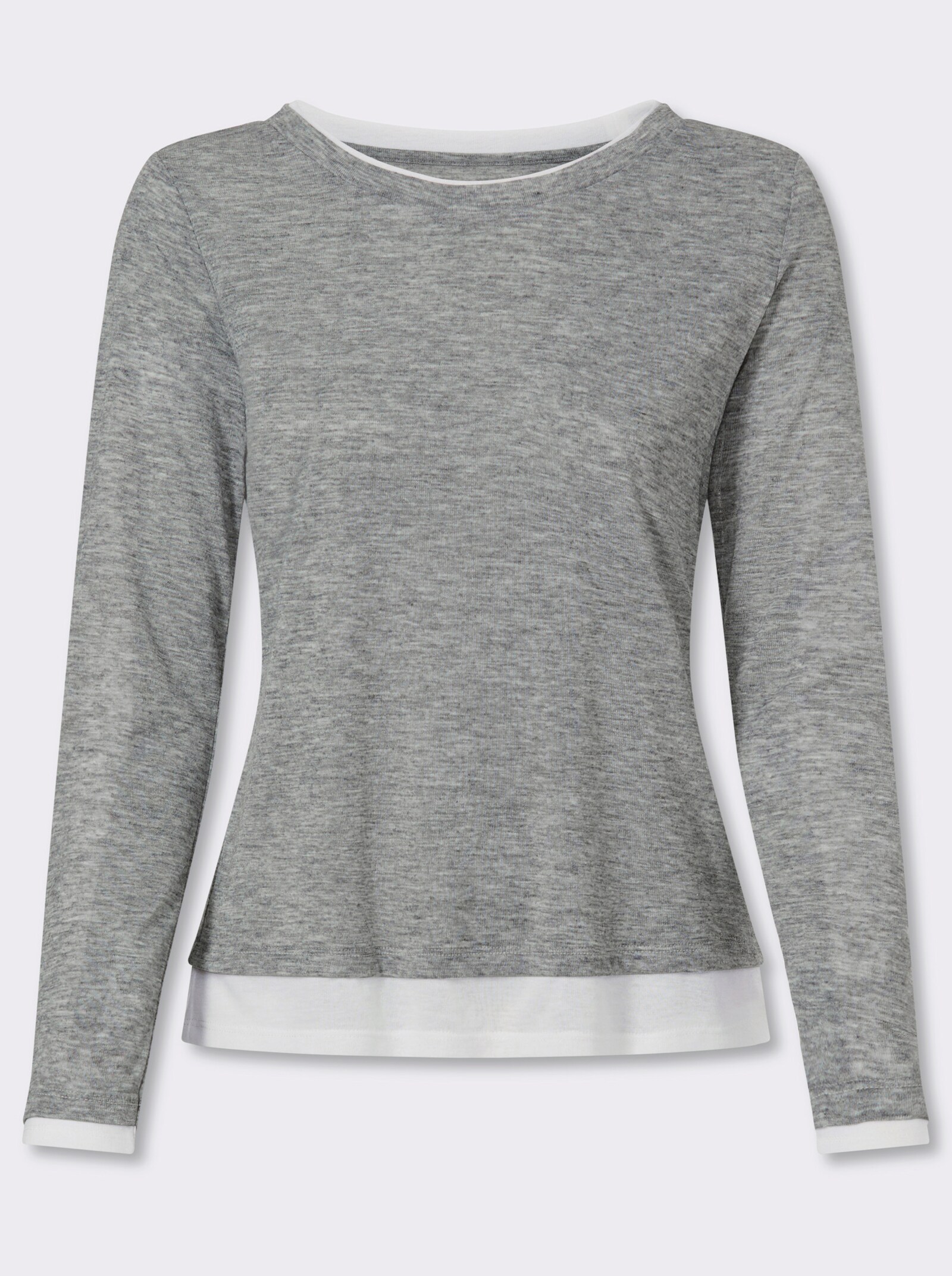 heine 2-in-1-shirt met lange mouwen en contrastkleurige boorden - grijs gemêleerd