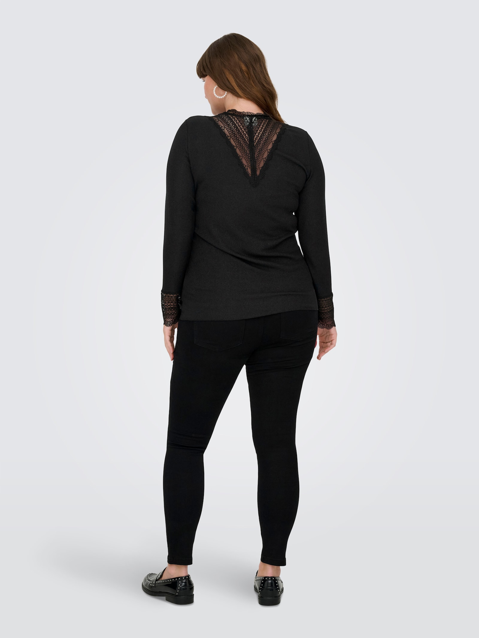 ONLY CARMAKOMA Langarmshirt - black detail:tone in tone lurex