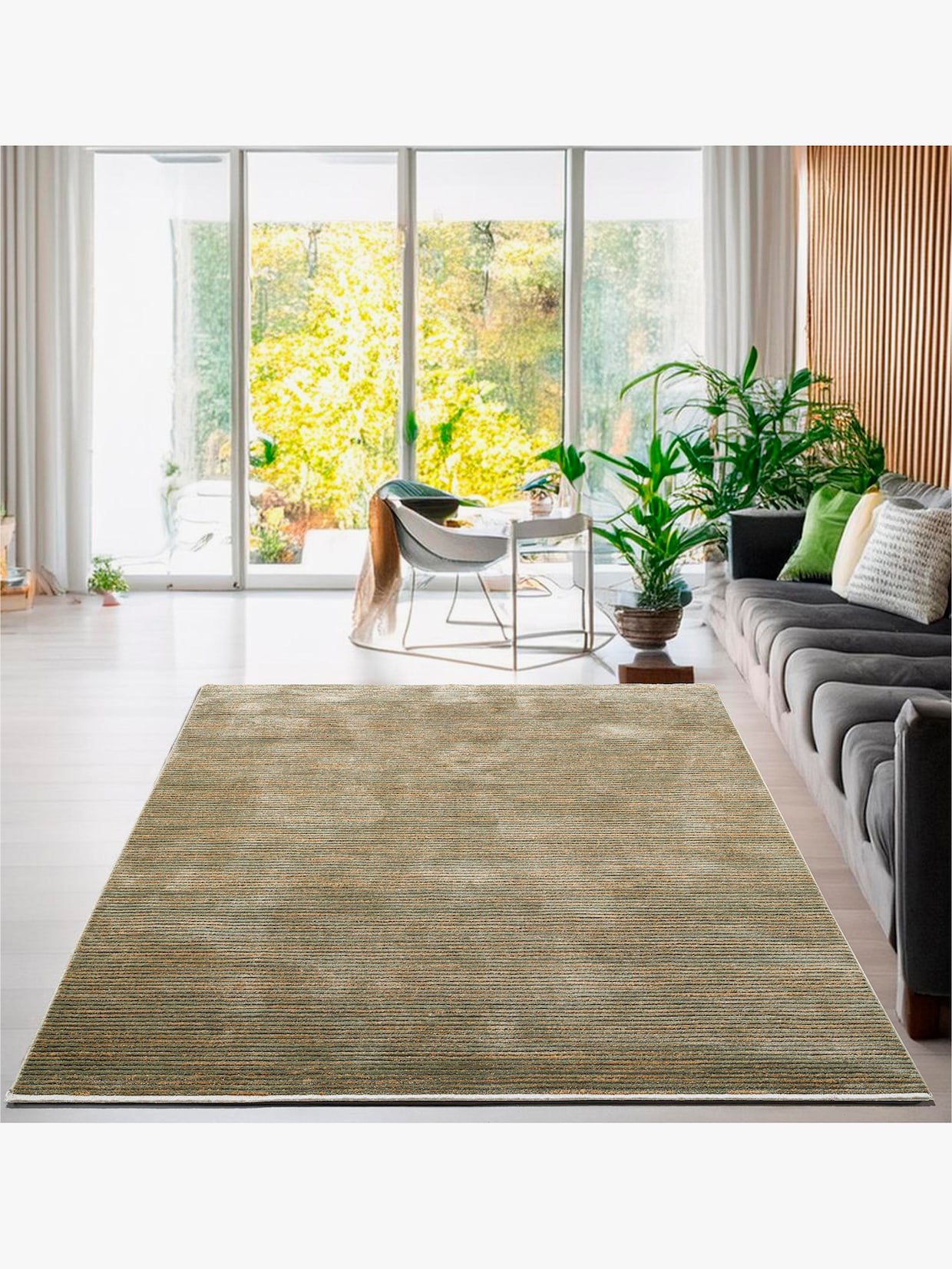 Theko Teppich - grün-meliert