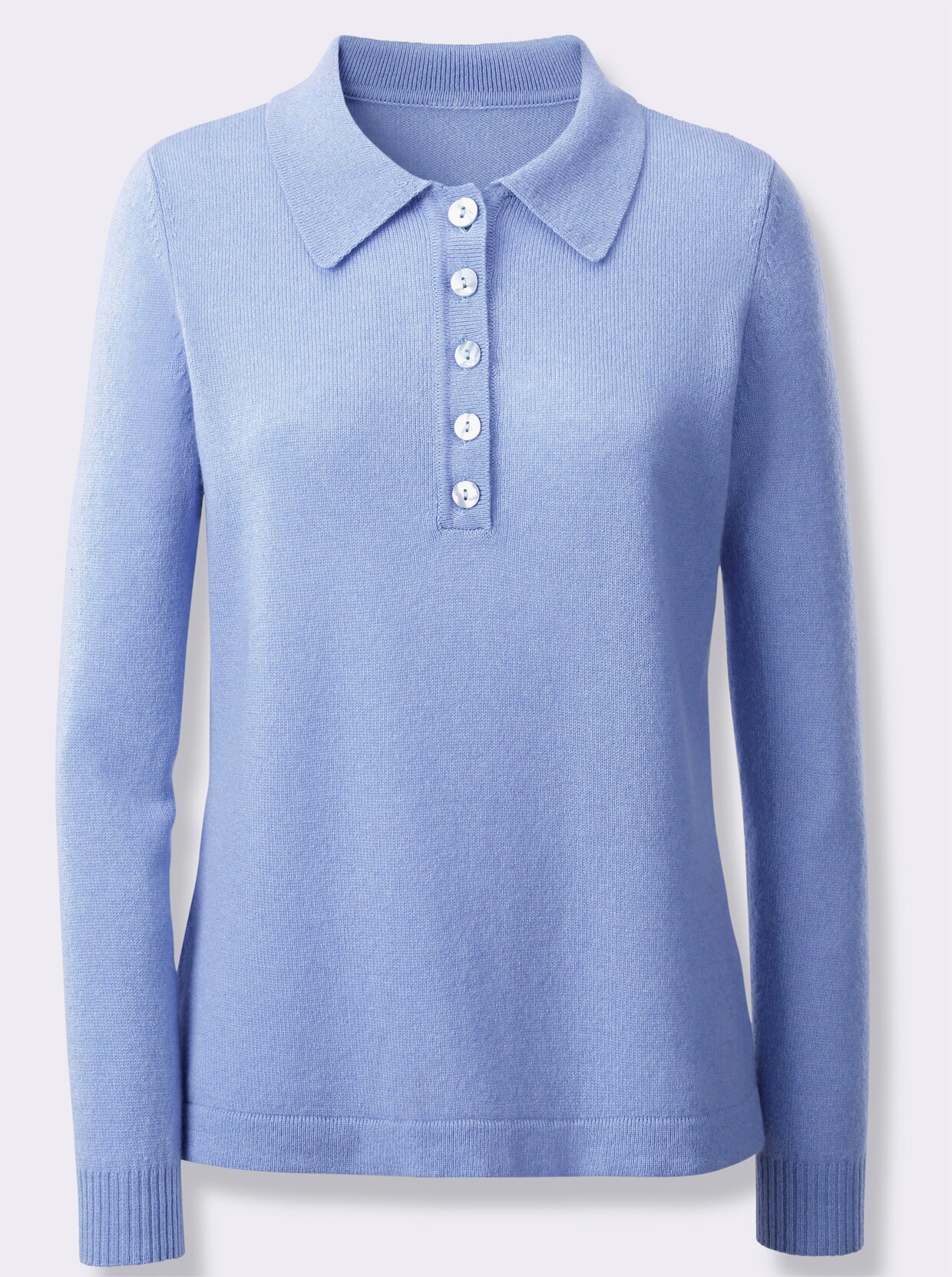 Kaschmirpullover - blau-meliert