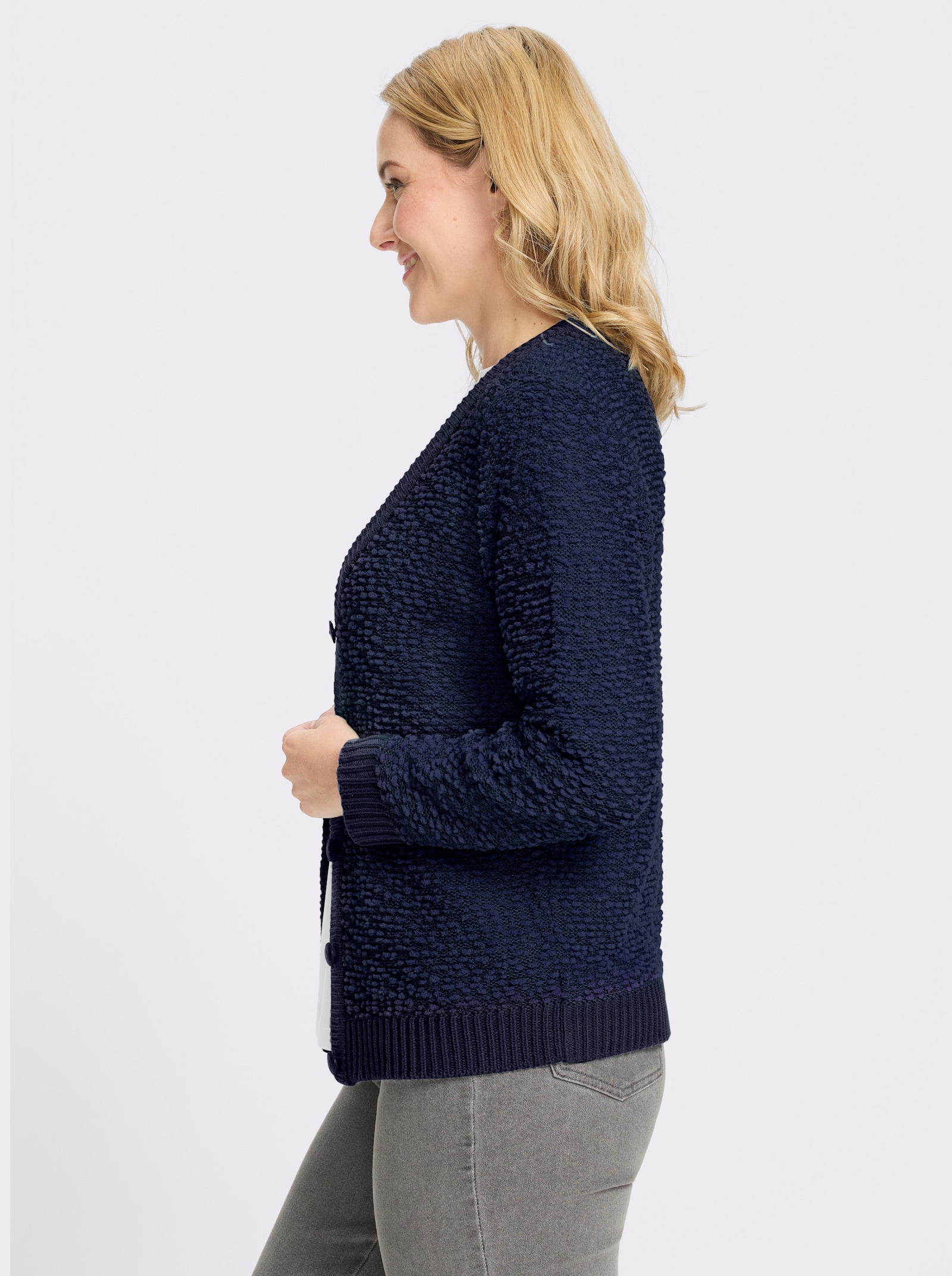 Cardigan aus Effektgarn - marine