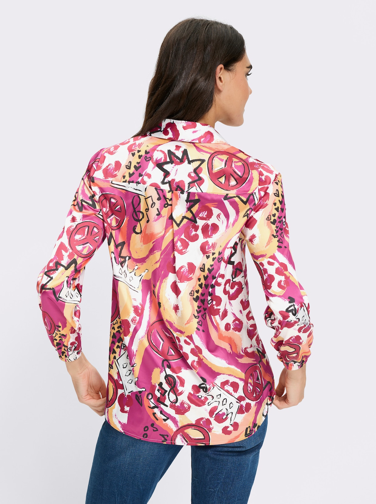 heine Druckbluse - fuchsia-erdbeere-bedruckt